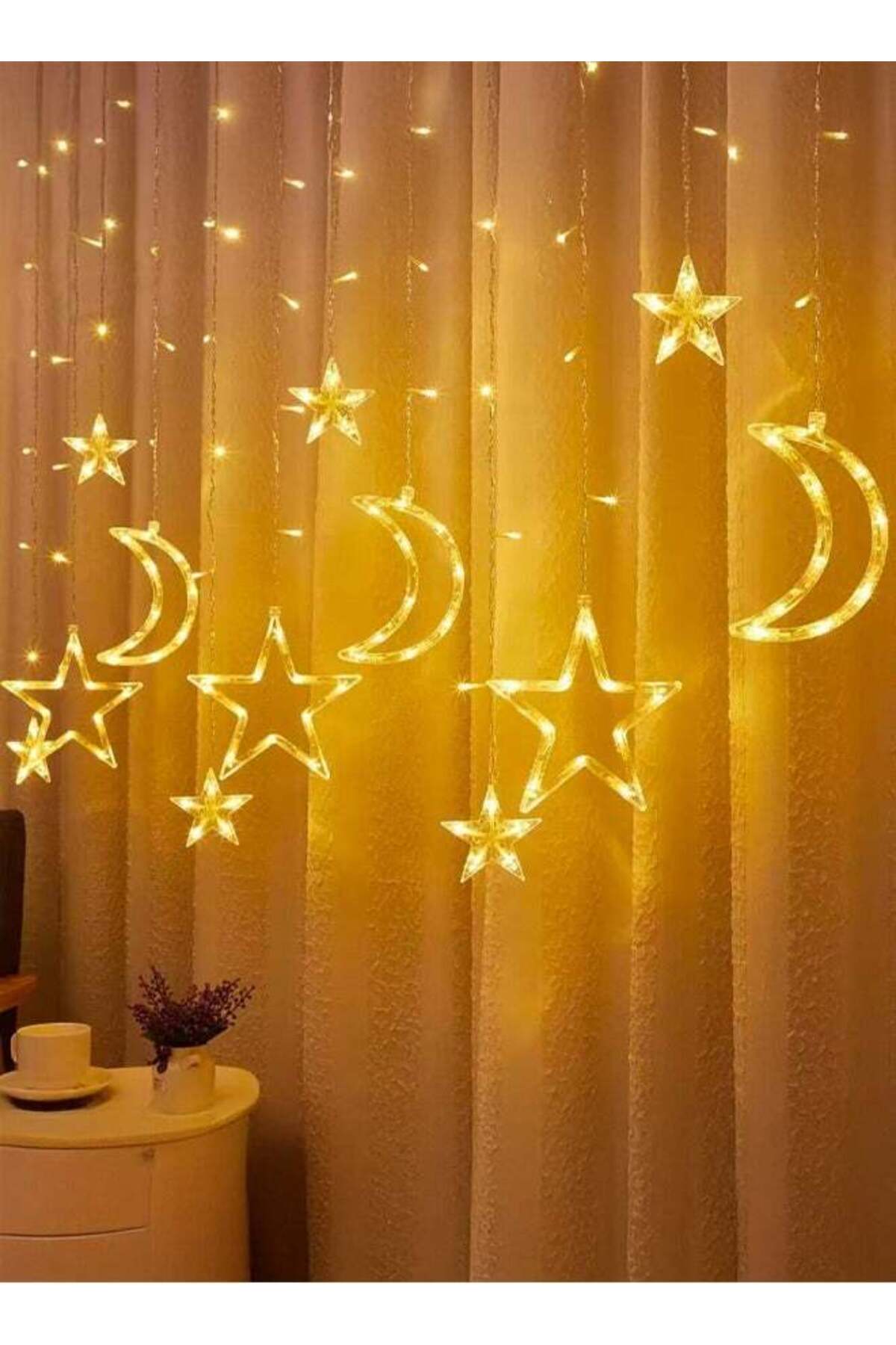 Generic ستارة إضاءة رمضانية بطول مترين، أضواء زينة رمضانية على شكل هلال ونجوم...