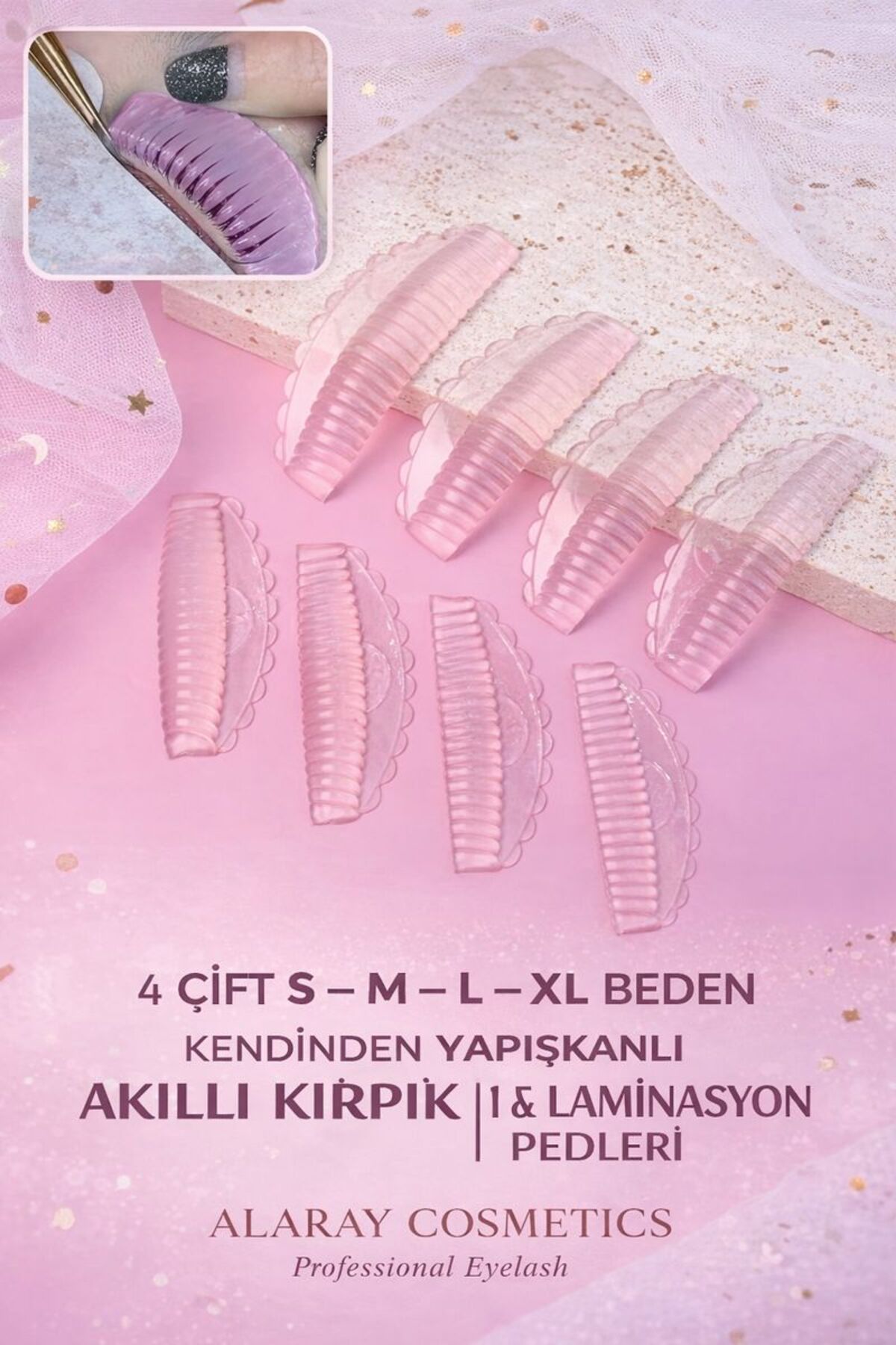 4 Çift Kendinden Yapışkanlı Akıllı Kirpik Lifting & Laminasyon Pedleri | S-M-L-XL — ALR-LFTPED — تصویر 3 از 7