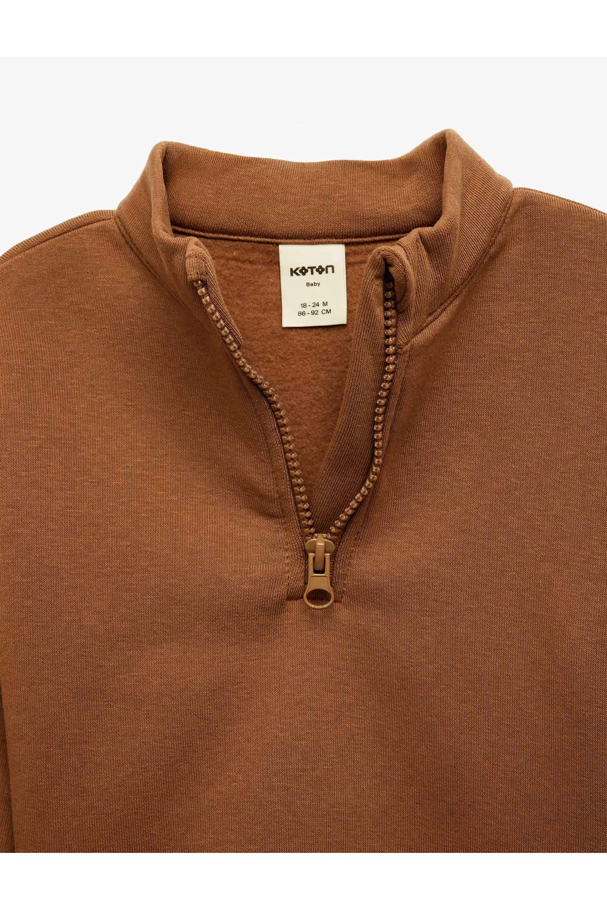 Koton Pamuklu Uzun Kollu Yarım Fermuarlı Dik Yaka Sweatshirt fotoğrafı 5 (önizleme)