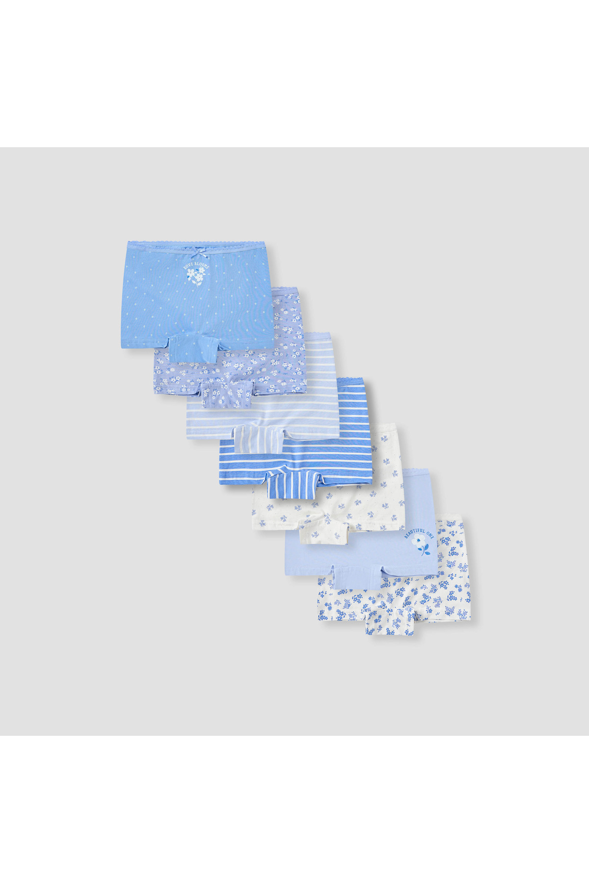 Juniors سراويل داخلية مطبوعة بحزام خصر مطاطي - مجموعة من 7 قطع