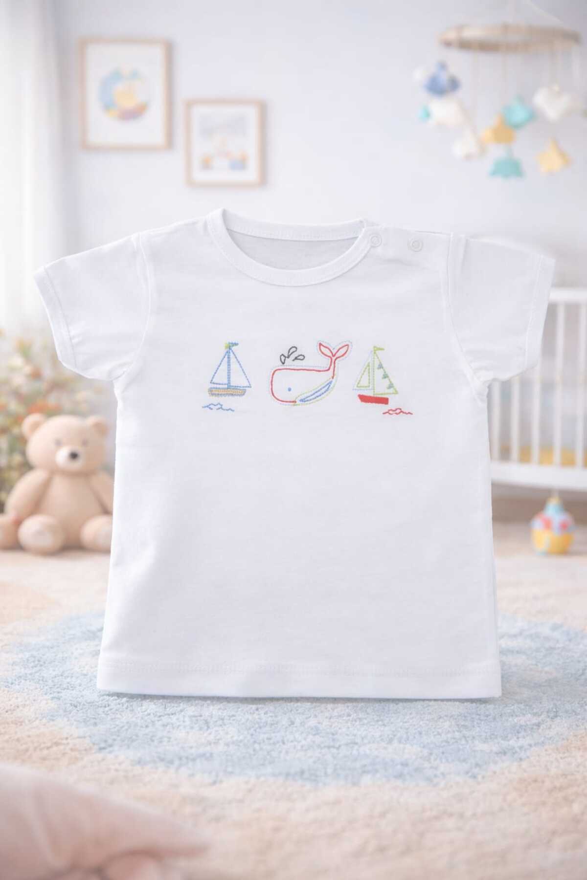 GHAND Balina Nakışlı bebek Tişört kız erkek çocuk unisex fotoğrafı 3 (önizleme)
