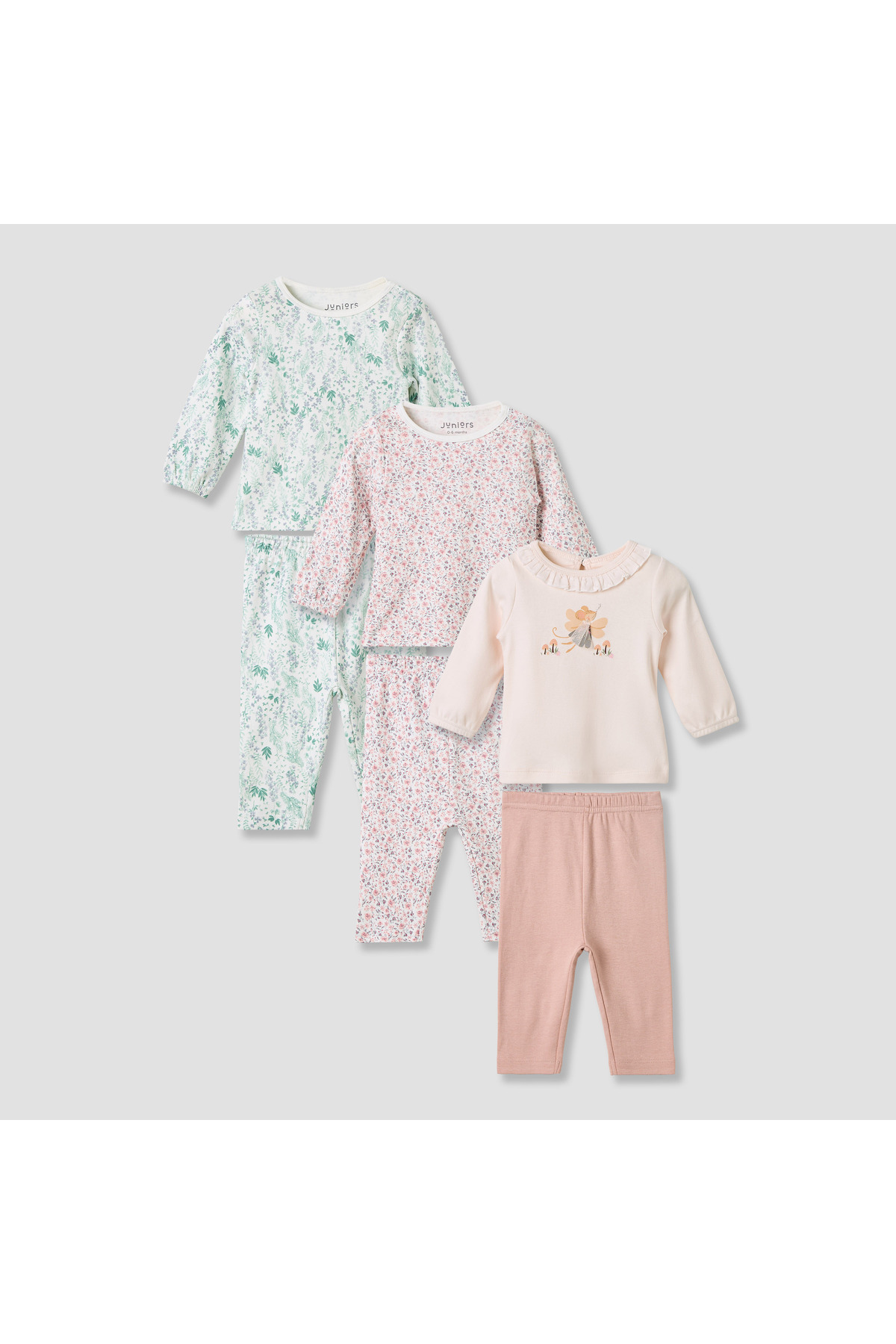 Juniors Pyjama Set with Assorted Prints – Cotton – Long Sleeve – Round Neck -...