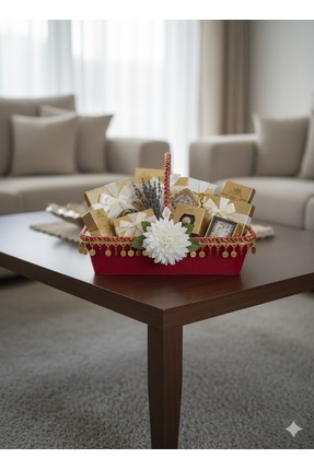 ZİRVEHOBİ Hasır sepet Dikdörtken Bohça Süsü, Gelin Damat Çeyiz Düğün Nikah Ni...