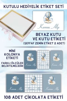 Netsan Etiket Bulut Ayıcık Desen Çikolata,Kolonya ve Kutu Etiketleri ve Kutu