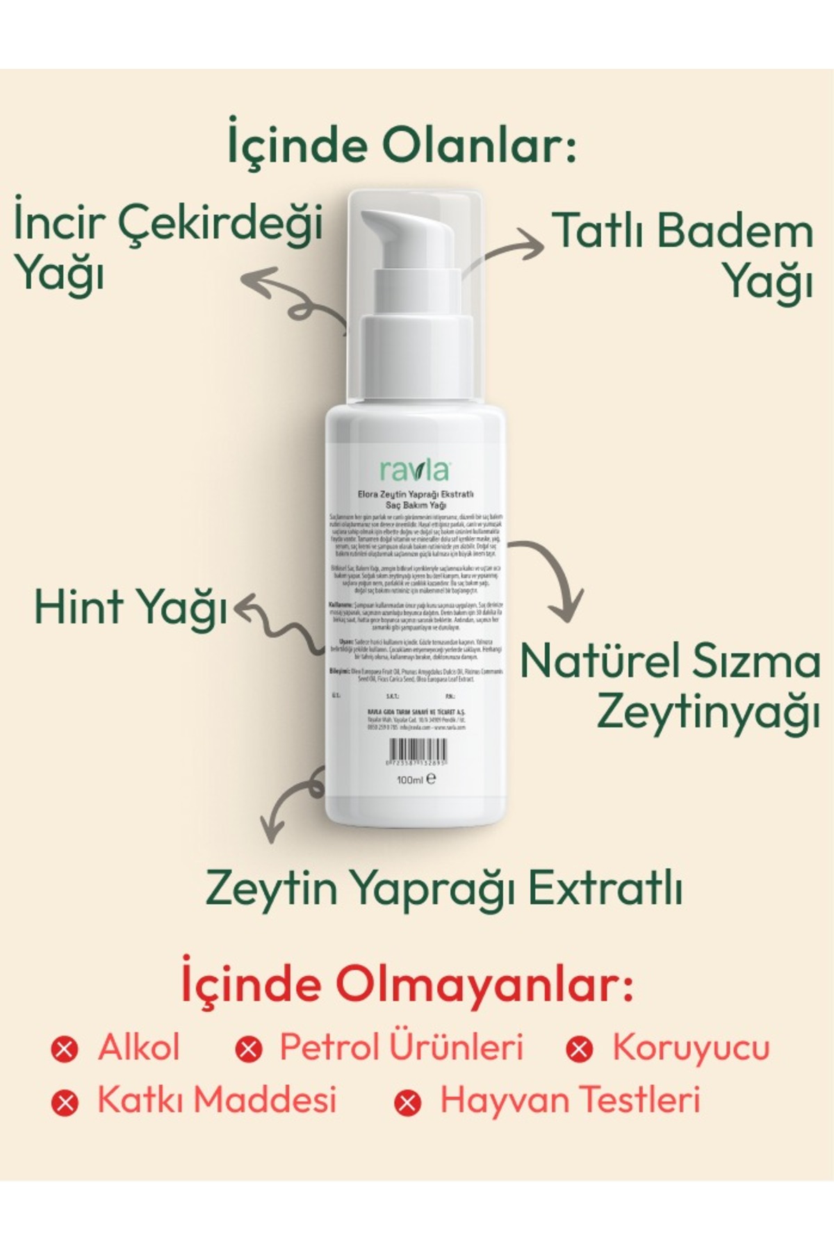 Elora Zeytin Yaprağı Ekstratlı Saç Bakım Yağı - 100ml — 0723587132895 — تصویر 3 از 9