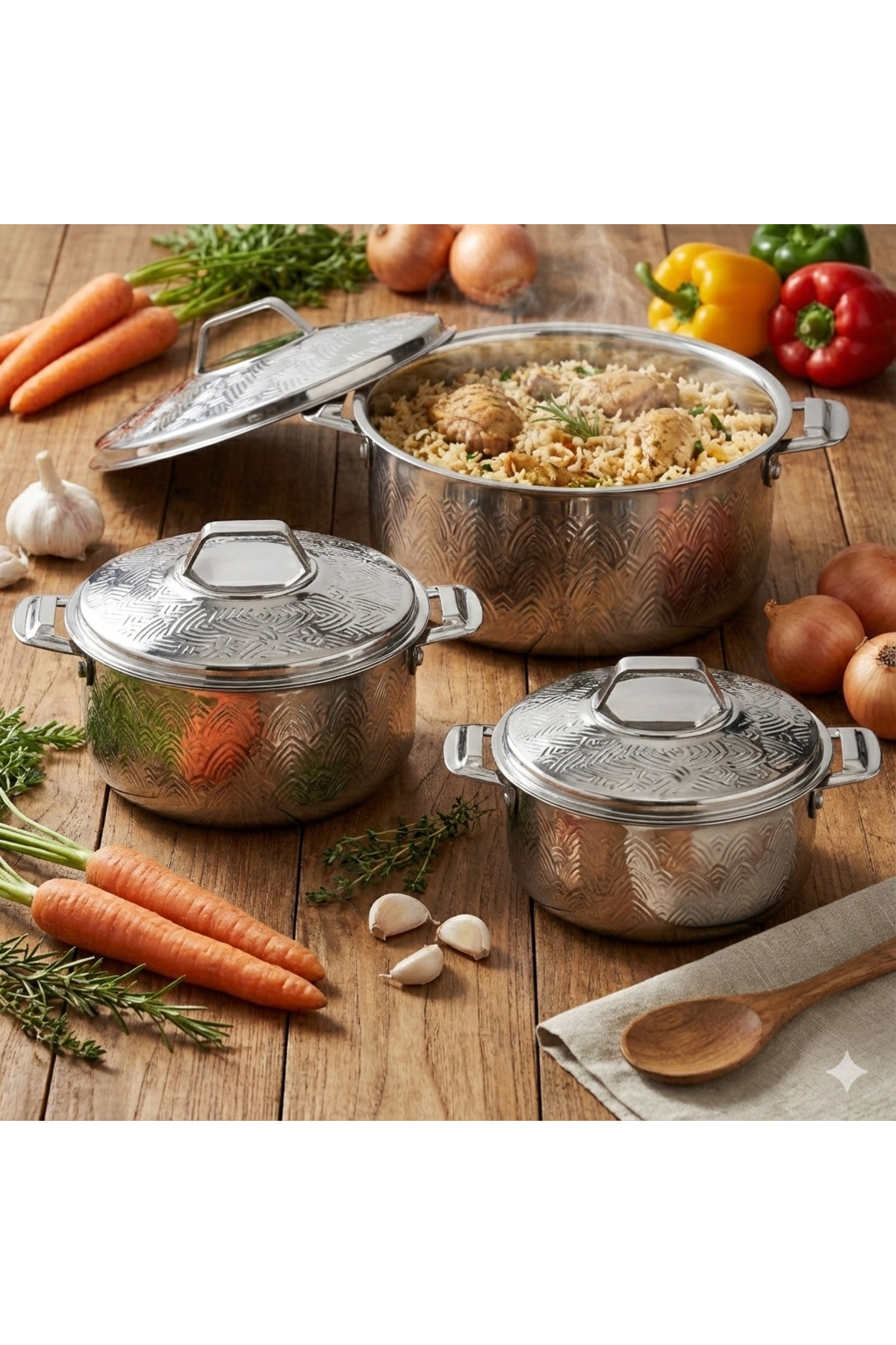 طقم تخزين طعام فاخر من الفولاذ المقاوم للصدأ - 150...