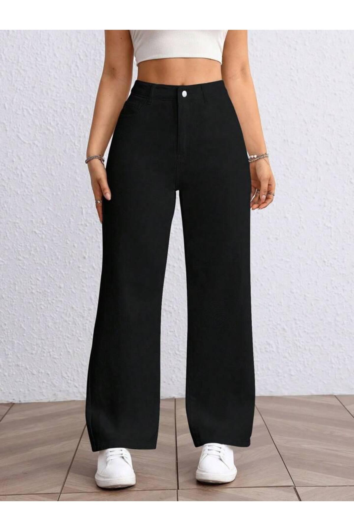 Linarose  Kadın Palazzo Esnek Bol Paça Kot Pantolon Jean