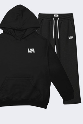 VIAResmi KAPÜŞONLU 3 İPLİK ŞARDONLU İÇİ YÜNLÜ YUMUŞACIK VIA LOGO NAKIŞLI EŞOF...