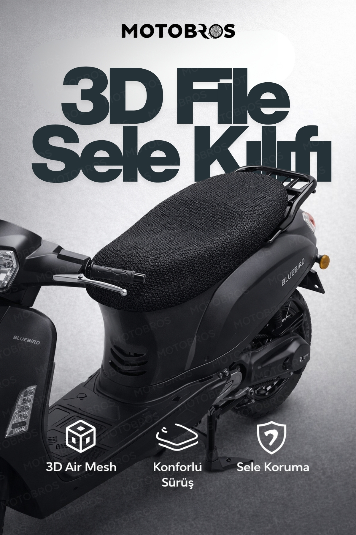 Motobros Kuba Bluebird 3D File Sele Kılıfı Motor Koltuk Kılıfı Kaymaz, Koruyucu Motor Sele Kılıfı fotoğrafı 7 (önizleme)
