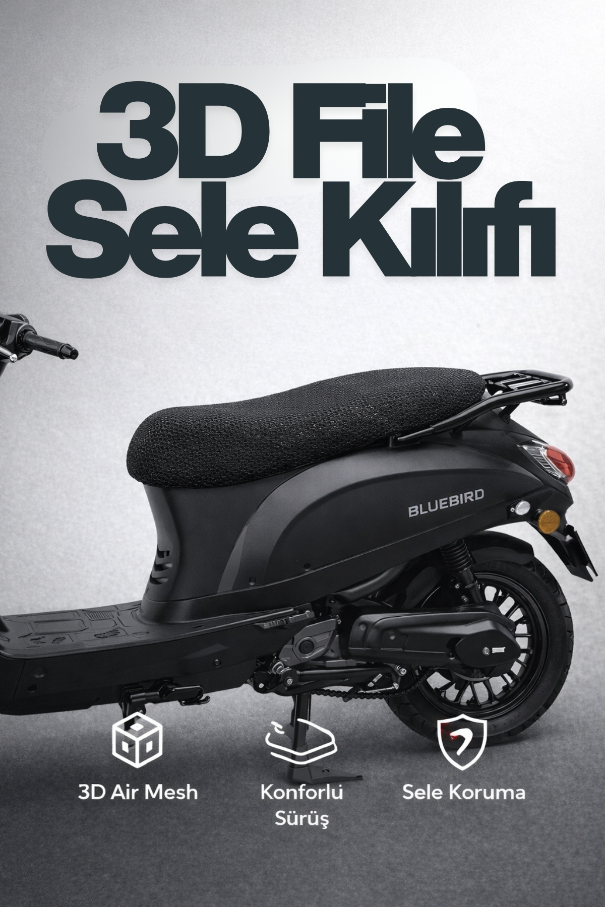 Motobros Kuba Bluebird 3D File Sele Kılıfı Motor Koltuk Kılıfı Kaymaz, Koruyucu Motor Sele Kılıfı fotoğrafı 3 (önizleme)