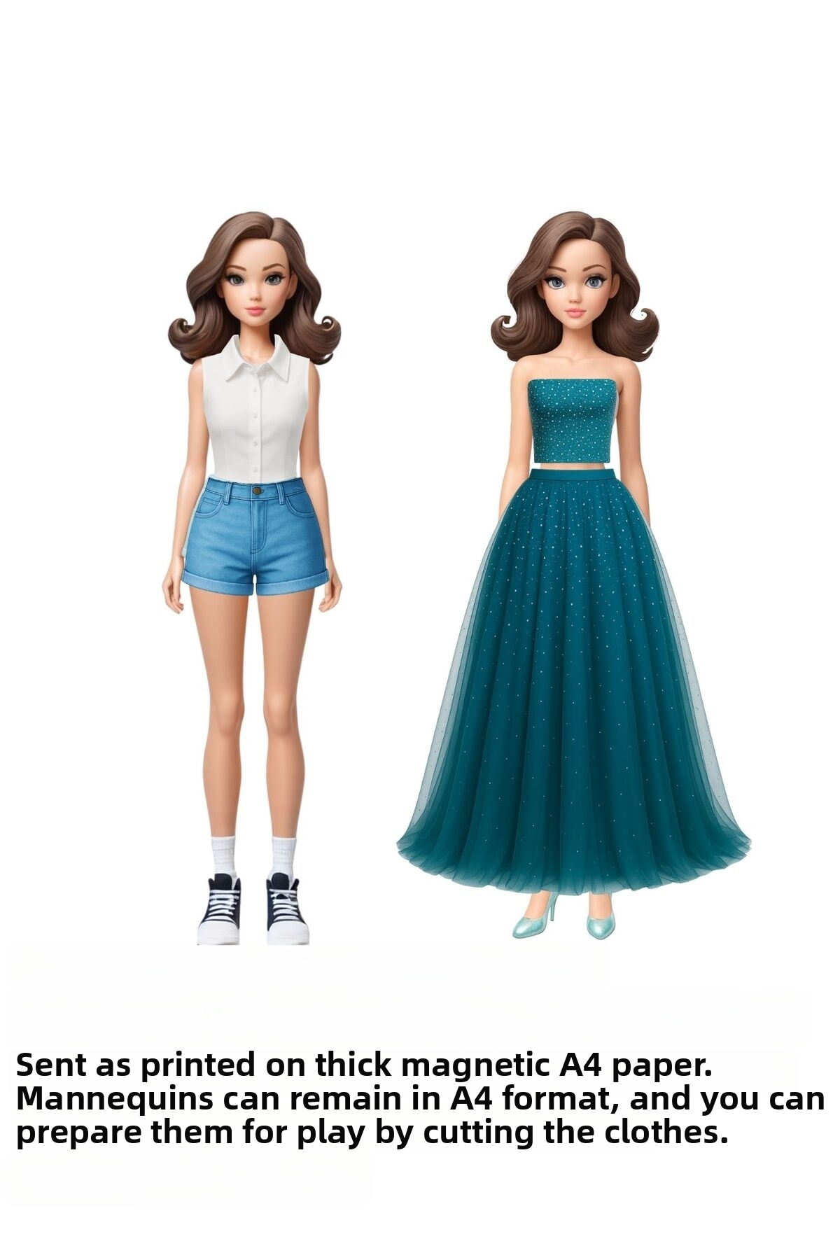 ست بازی دختر آهنربایی | عروسک و لباس‌های مقناطیسی | بازی آموزشی چاپی A4