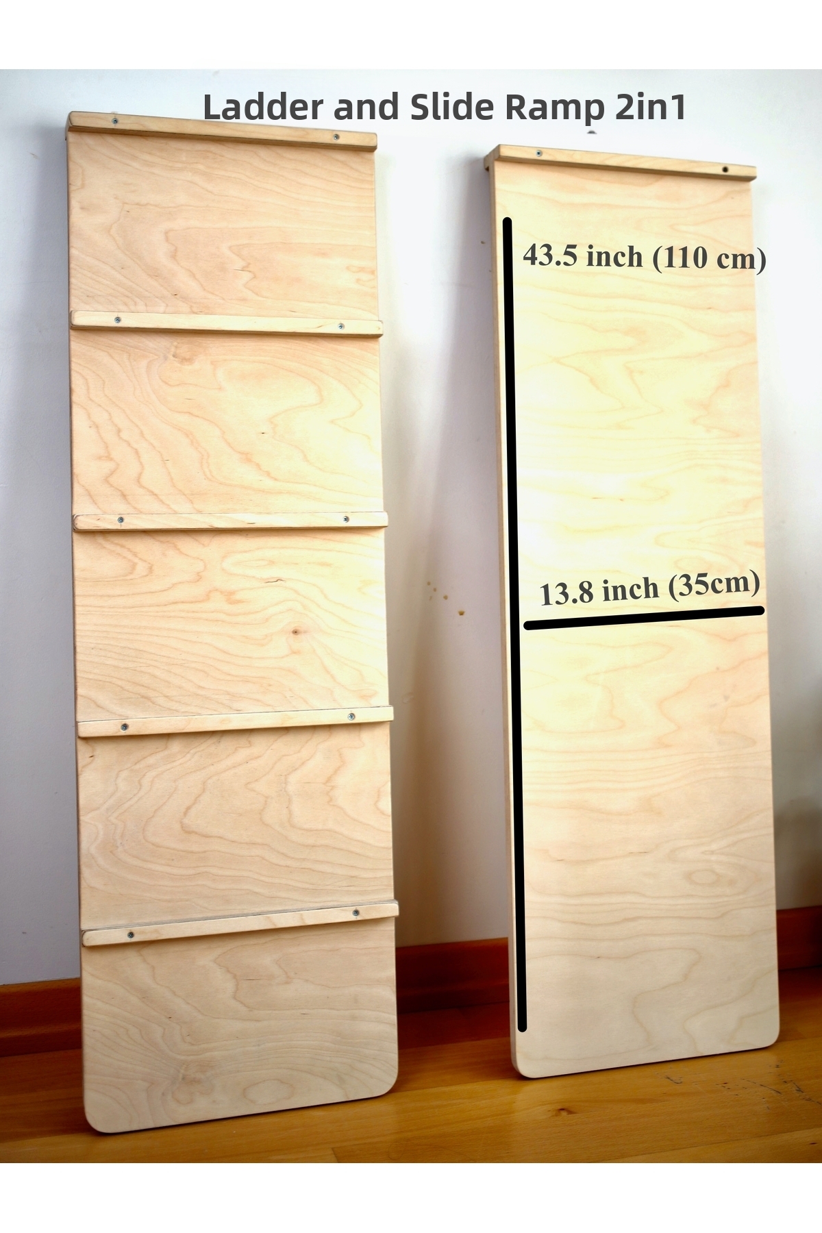 قابل استفاده با پیکها، مثلث و مجموعه صعود مونتهسوری شامل رمپ پلهای و سرسره چوبی