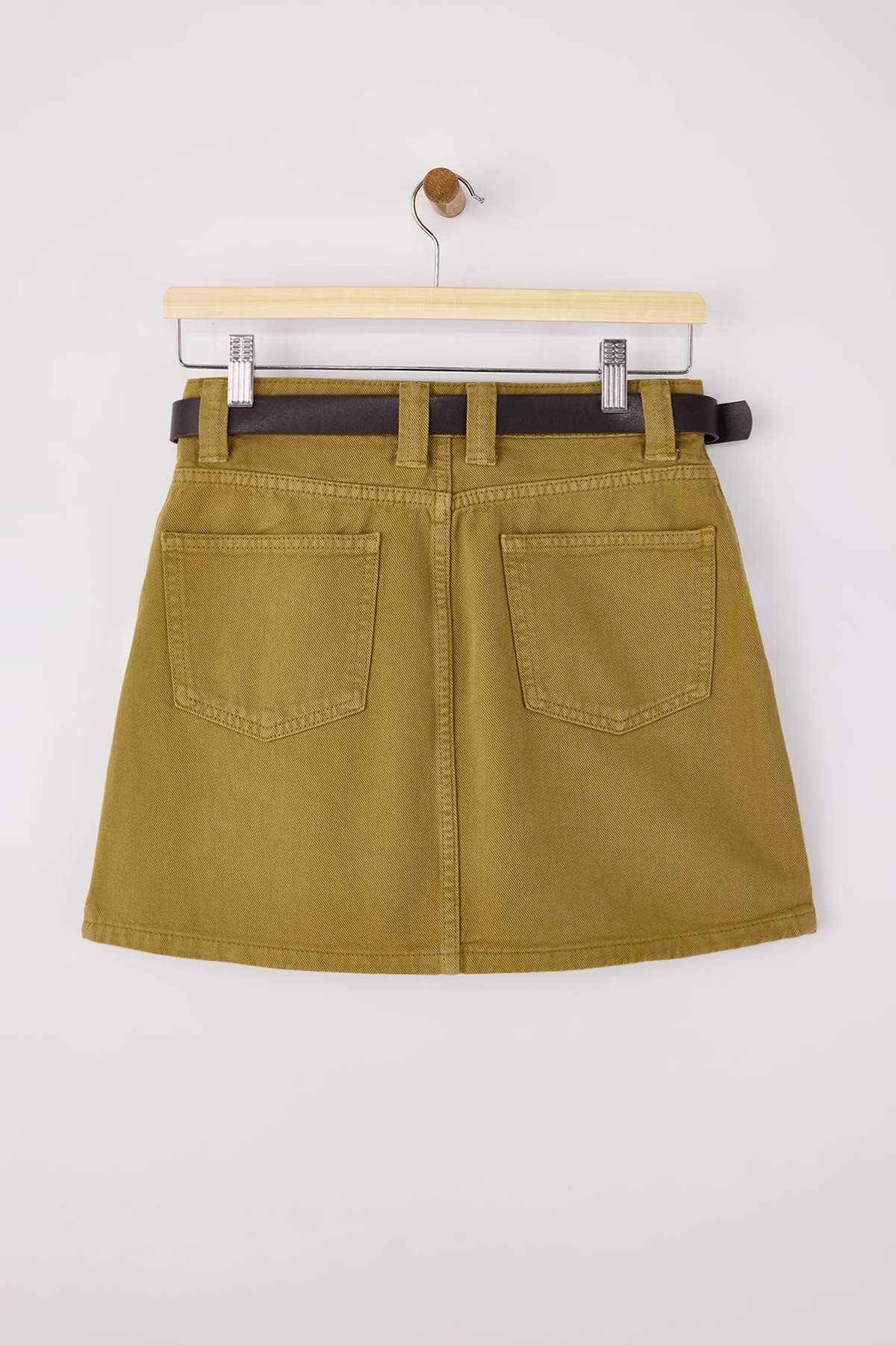 Trendyolmilla  Camel Kemer Detaylı Mini %100 Pamuk Denim Etek TWOSS26ET00005 - Görsel 6