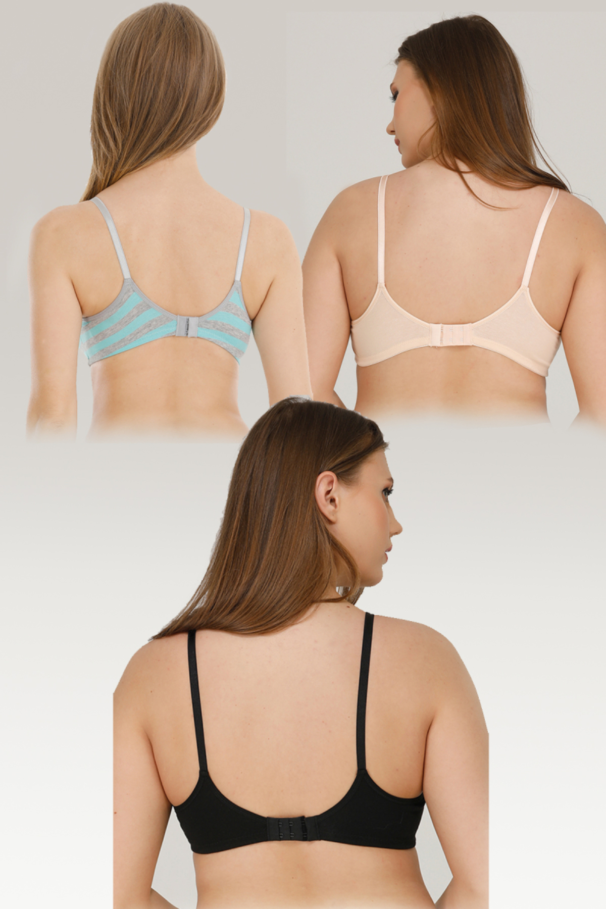 par lingerie pl 3LÜ HAMİLE EMZİRME SÜTYENİ KAPSIZ SİYAH-TEN-MİNT ÇİZGİLİ fotoğrafı 3 (önizleme)