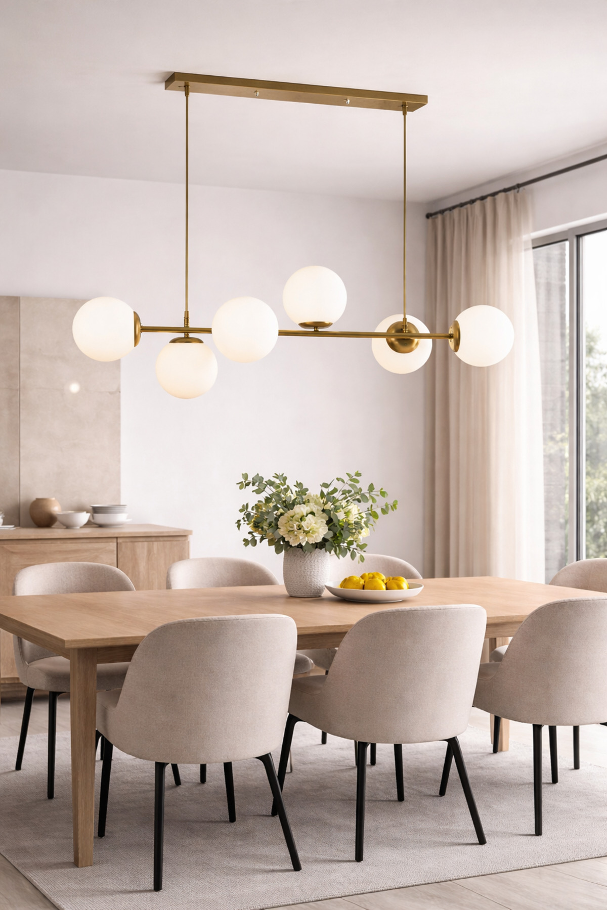 Milano Modern Design Living Room Dining Room Kitchen Aged Color White Glass 6-Piece Chandelier