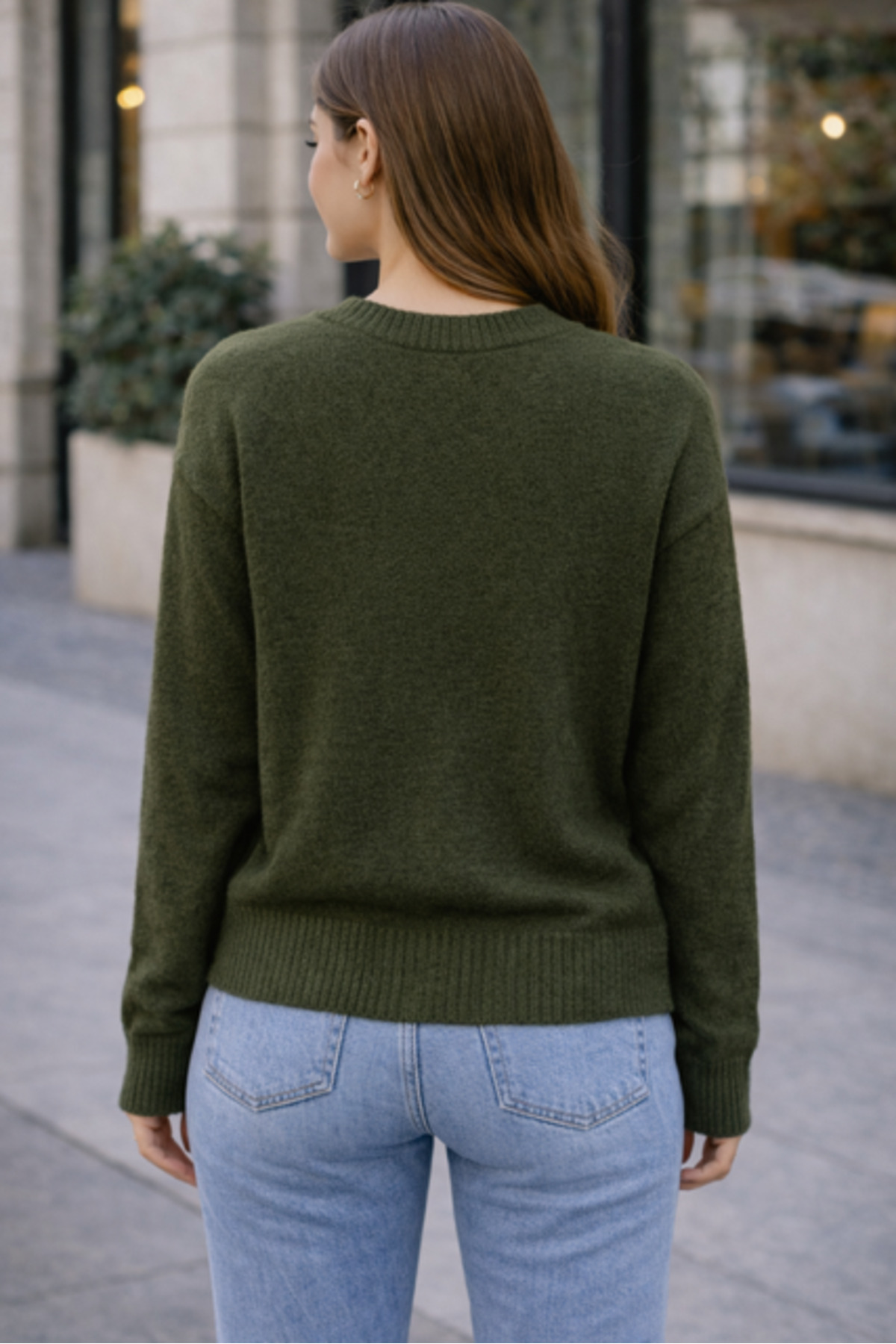 RTD&VLD  Kadın Bisiklet Yaka Yumuşak Dokulu Rahat Triko Kazak Haki - Görsel 3