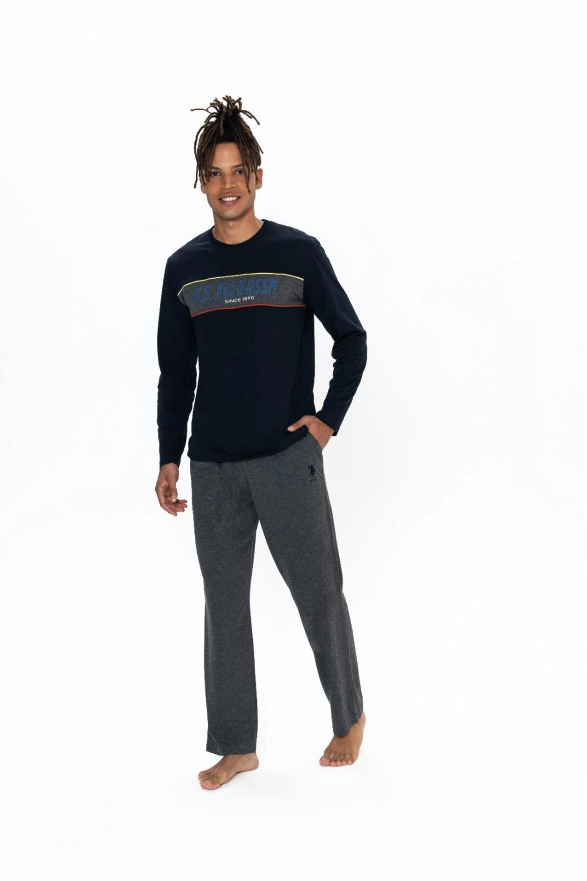 ست پیژامه و لباس خواب مردانه یقه گرد | یو اس پولو U.S. Polo Assn. 18834 TR - تصویر 2