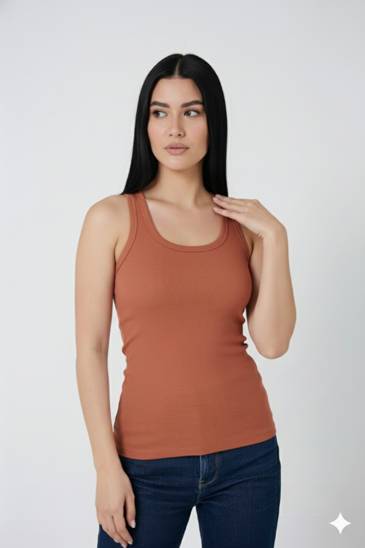 MrrMajestic  Kaşkorse 3 Lü Pk. Kadın Fitilli Görünümlü Kalın Askılı Basic Atlet - Görsel 7