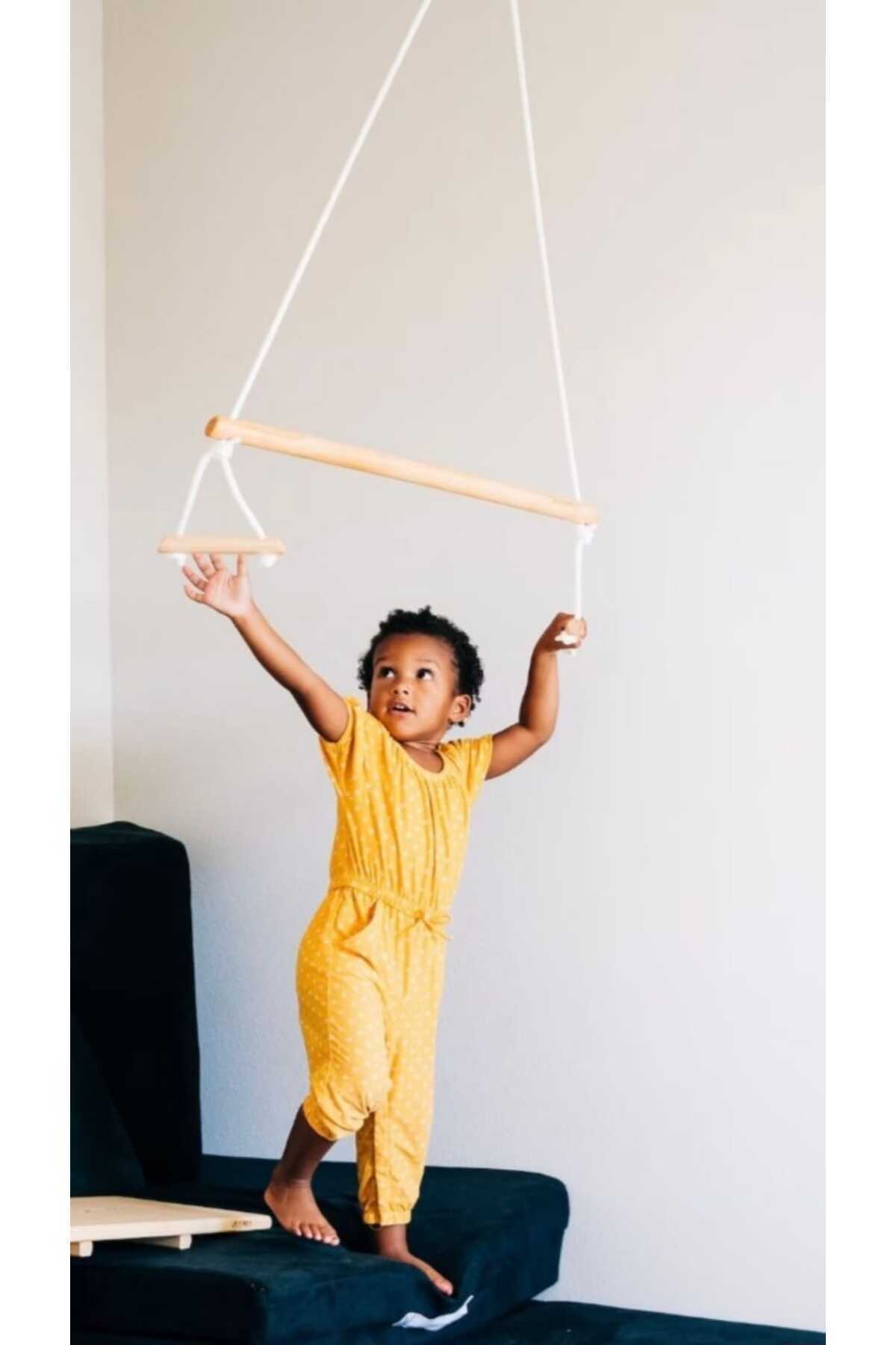 Svava Trapez Ahşap Duyusal Salıncak Çocuk Aktivite Jimnastik Yoga Gelişim Salıncağı fotoğrafı 3 (önizleme)