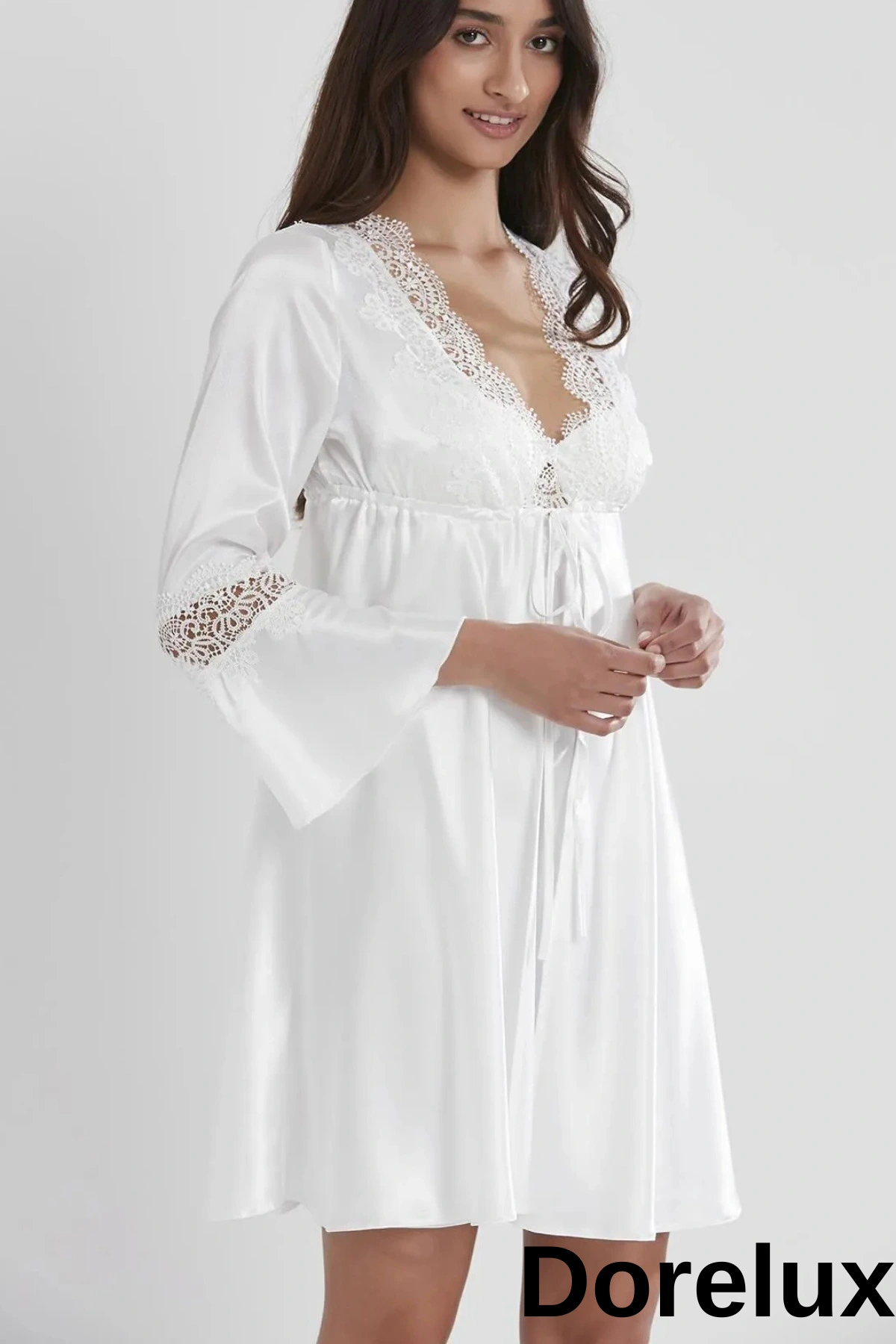 Dorelux Saten Gecelik Sabahlık Pijama Takım Şort Takım 6'lı Gelin Çeyiz Seti 1002