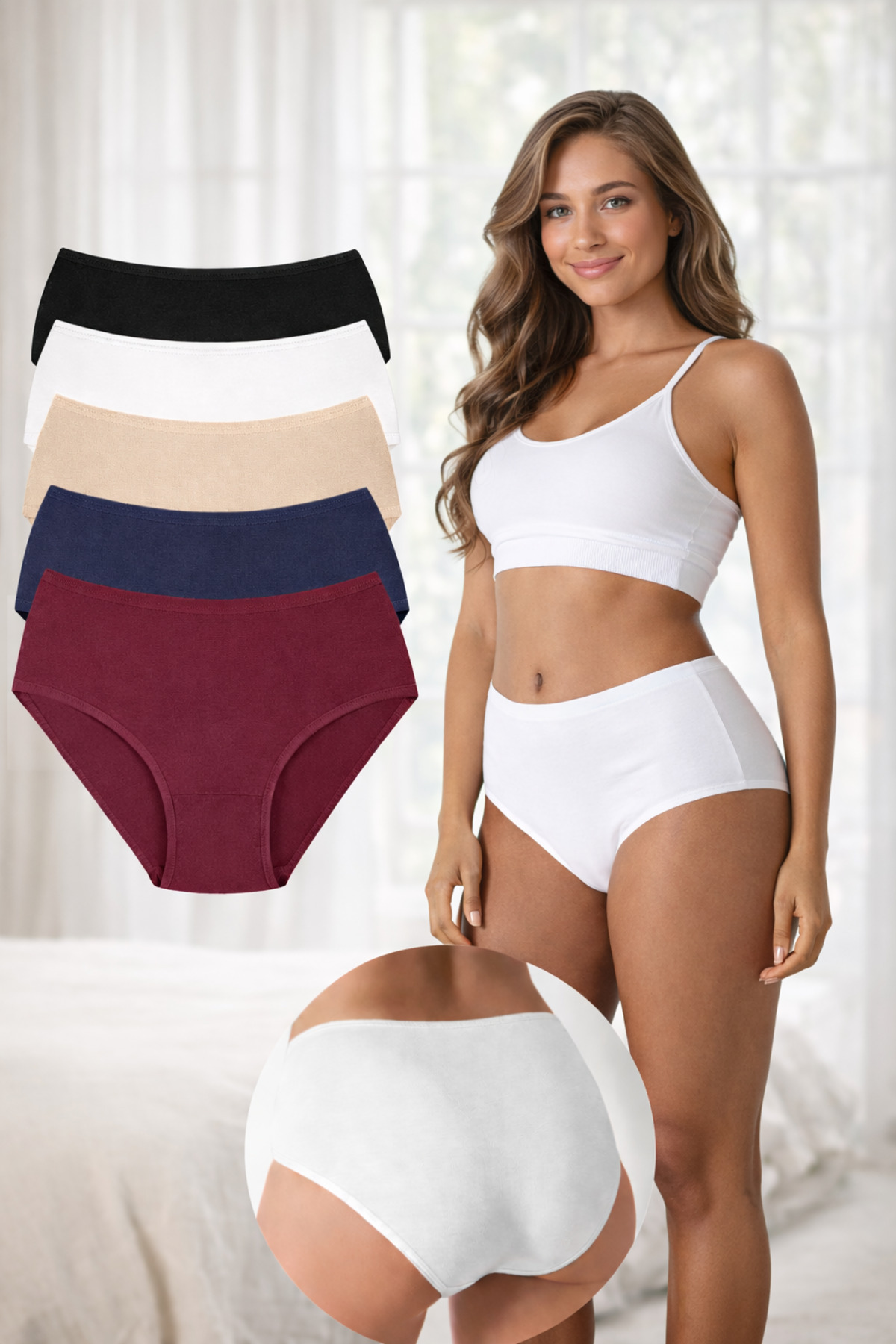 Orbans %100 PAMUK YÜKSEK BEL KADIN KÜLOT 5'Lİ PAKET görsel 3