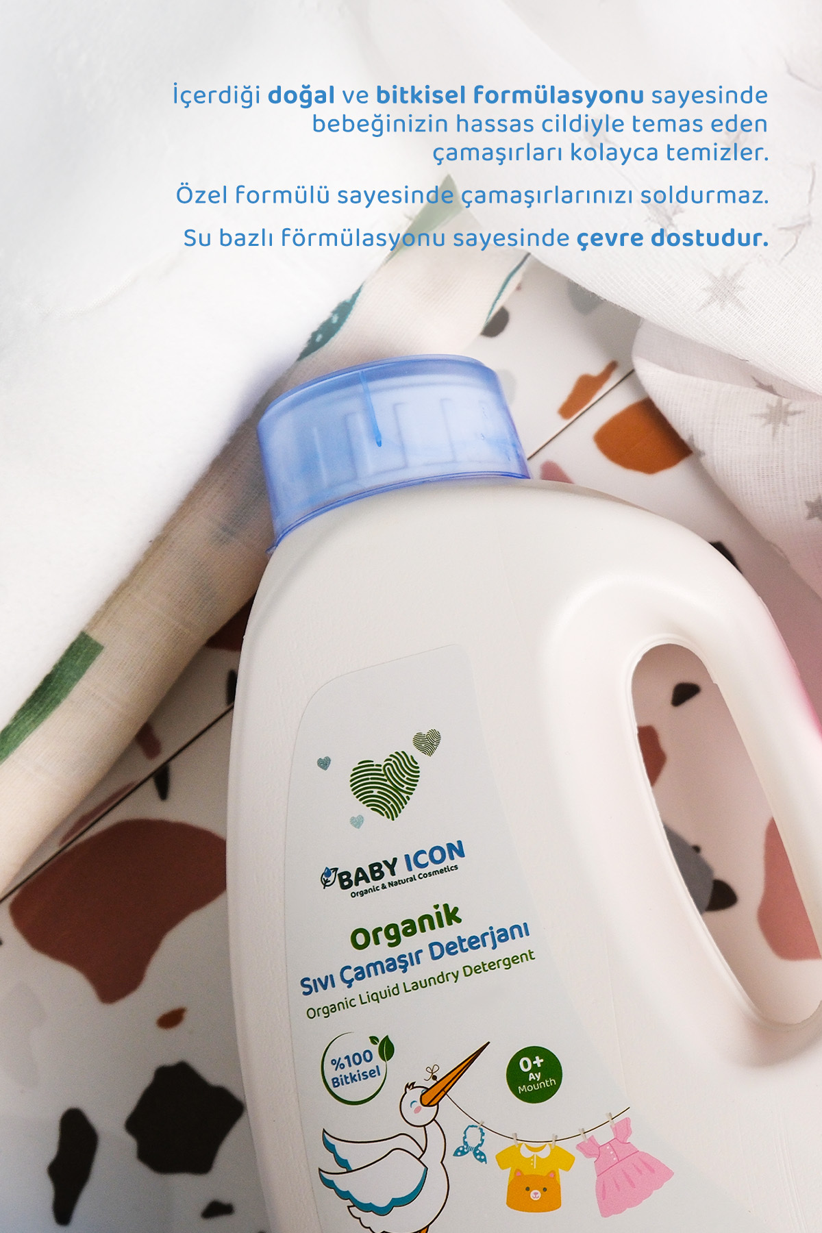 Baby İcon %100 Doğal Organik Vegan Bebekler ve Anneler İçin Sıvı Çamaşır Deterjanı 1500 ML Termal Su Katkılı fotoğrafı 2 (önizleme)