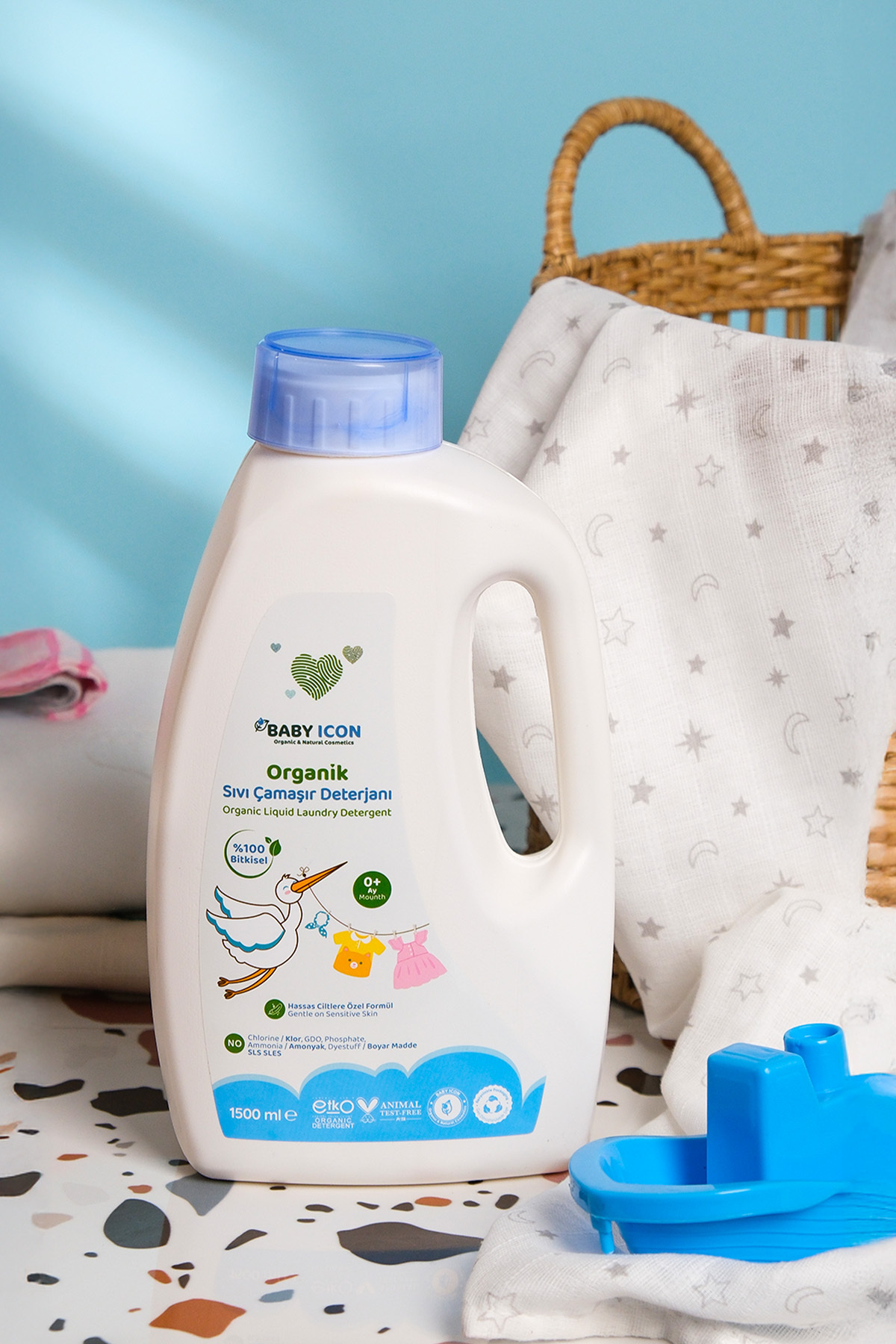 Baby İcon %100 Doğal Organik Vegan Bebekler ve Anneler İçin Sıvı Çamaşır Deterjanı 1500 ML Termal Su Katkılı fotoğrafı 6 (önizleme)