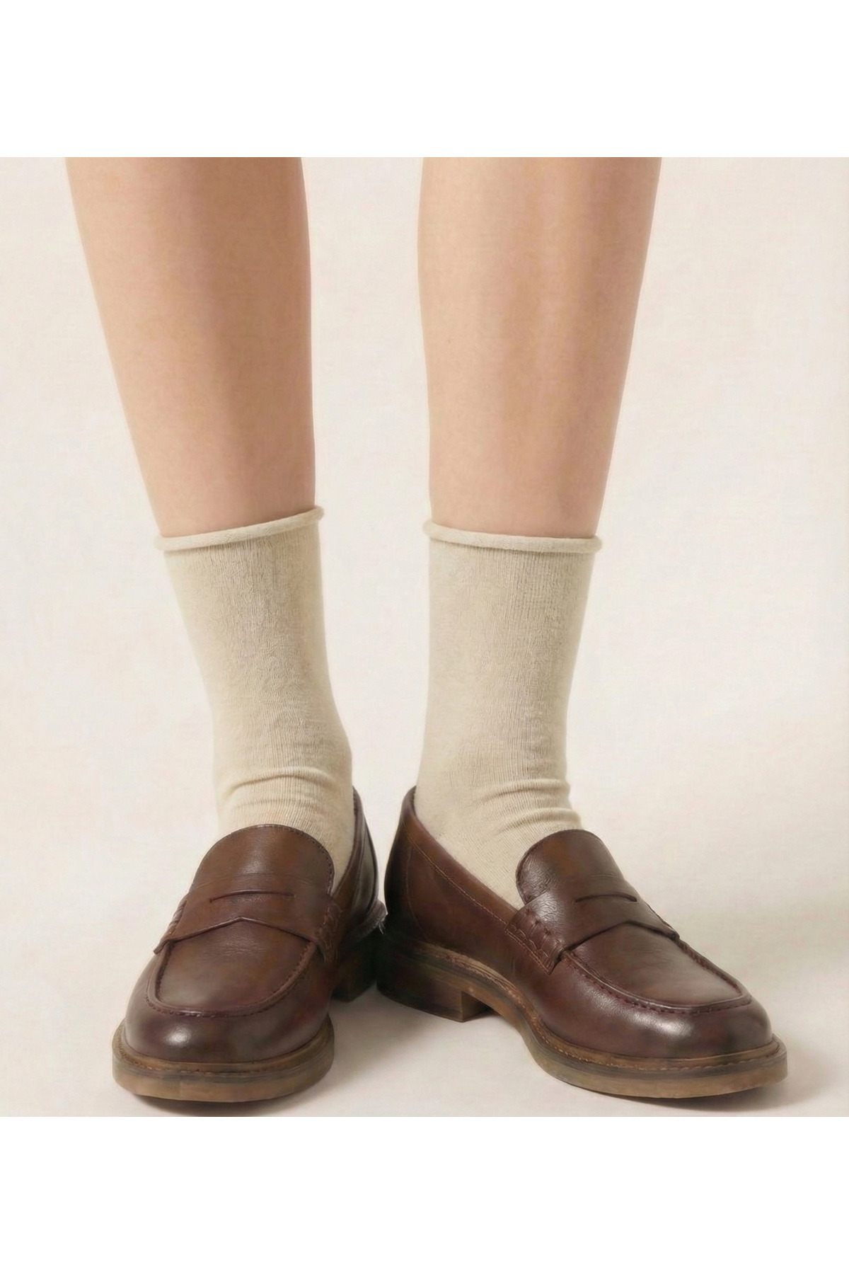WOMEN'S BEIGE COTTON TOE SEAMLESS HEALTHY ELASTIC FREE COTTON CANDY DIABETIC SOCKET SOCKS