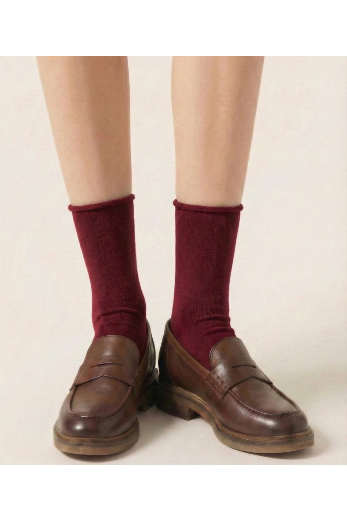 WOMEN'S CLARET RED COTTON TOE SEAMLESS HEALTHY ELASTIC FREE COTTON CANDY DIABETIC SOCK