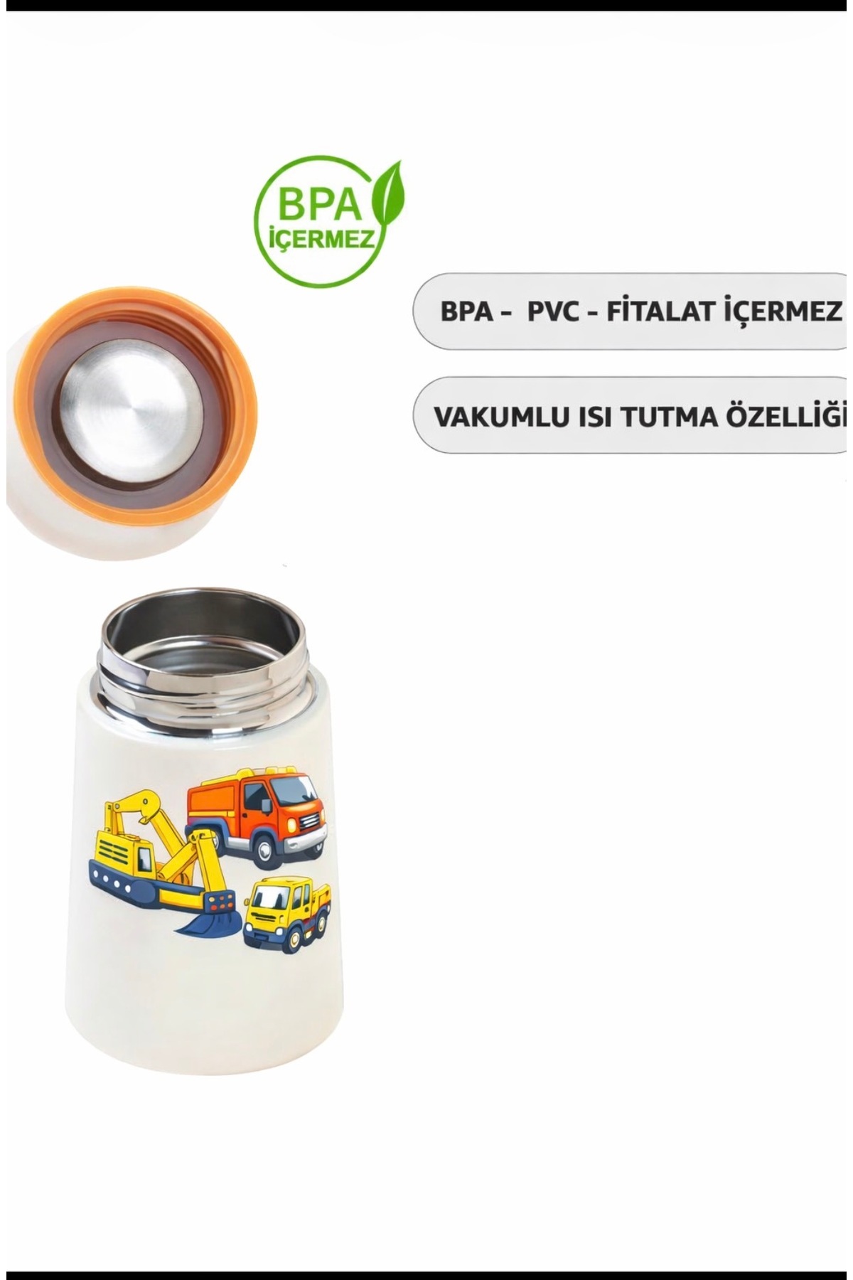 HOPEFUL DESİGN Desenli Traktör Termos 280ML Bebek Mama Saklama Termosu Paslanmaz Çelik Termos fotoğrafı 2 (önizleme)