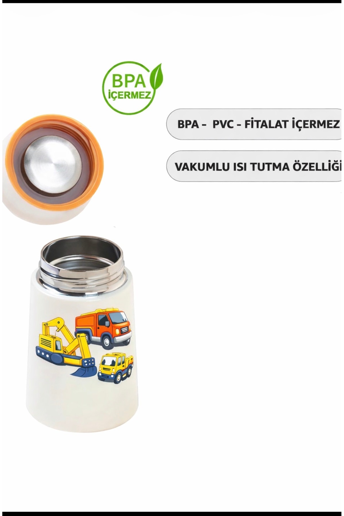 HOPEFUL DESİGN Desenli Traktör Termos 280ML Bebek Mama Saklama Termosu Paslanmaz Çelik Termos fotoğrafı 3 (önizleme)