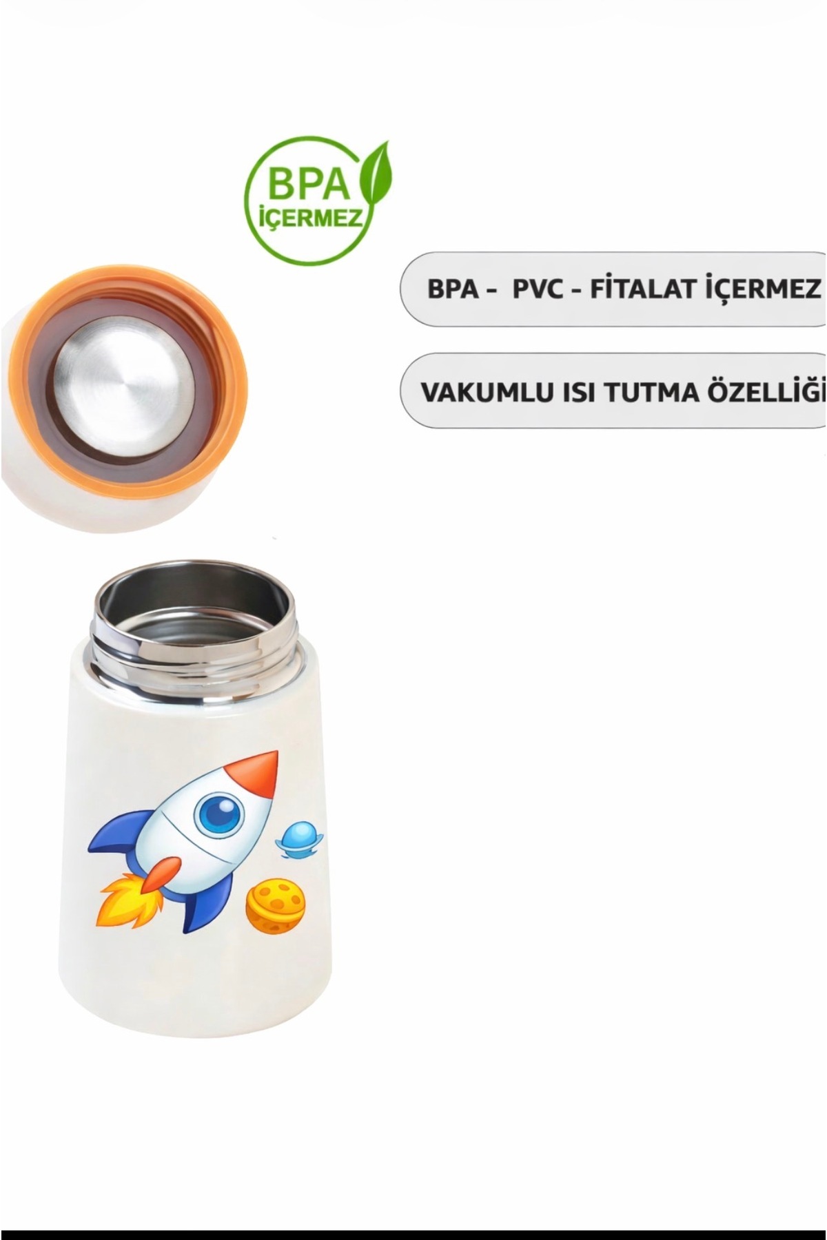 HOPEFUL DESİGN Desenli Uzay Termos 280ML Bebek Mama Saklama Termosu Paslanmaz Çelik Termos fotoğrafı 2 (önizleme)