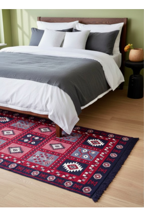 Evium Saçlı Tekstil Çift Taraflı Yıkanabilir Kilim Etnik Desenli