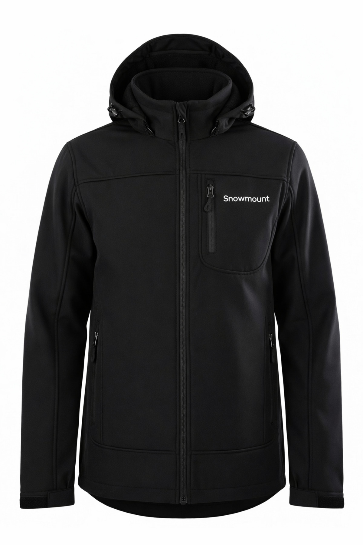 SNOWMOUNT Siyah Renk Softshell Sök Tak Kapüşonlu Kışlık Polarlı Mont Ceket