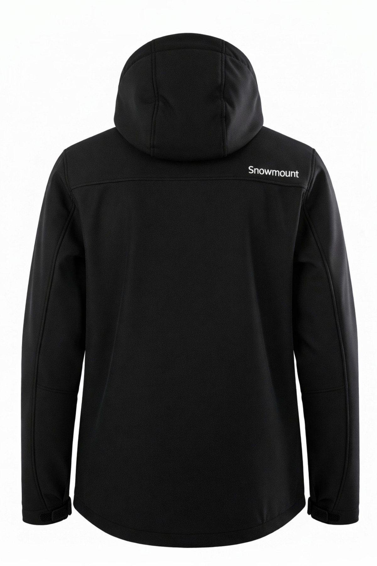 SNOWMOUNT Siyah Renk Softshell Sök Tak Kapüşonlu Kışlık Polarlı Mont Ceket görsel 3