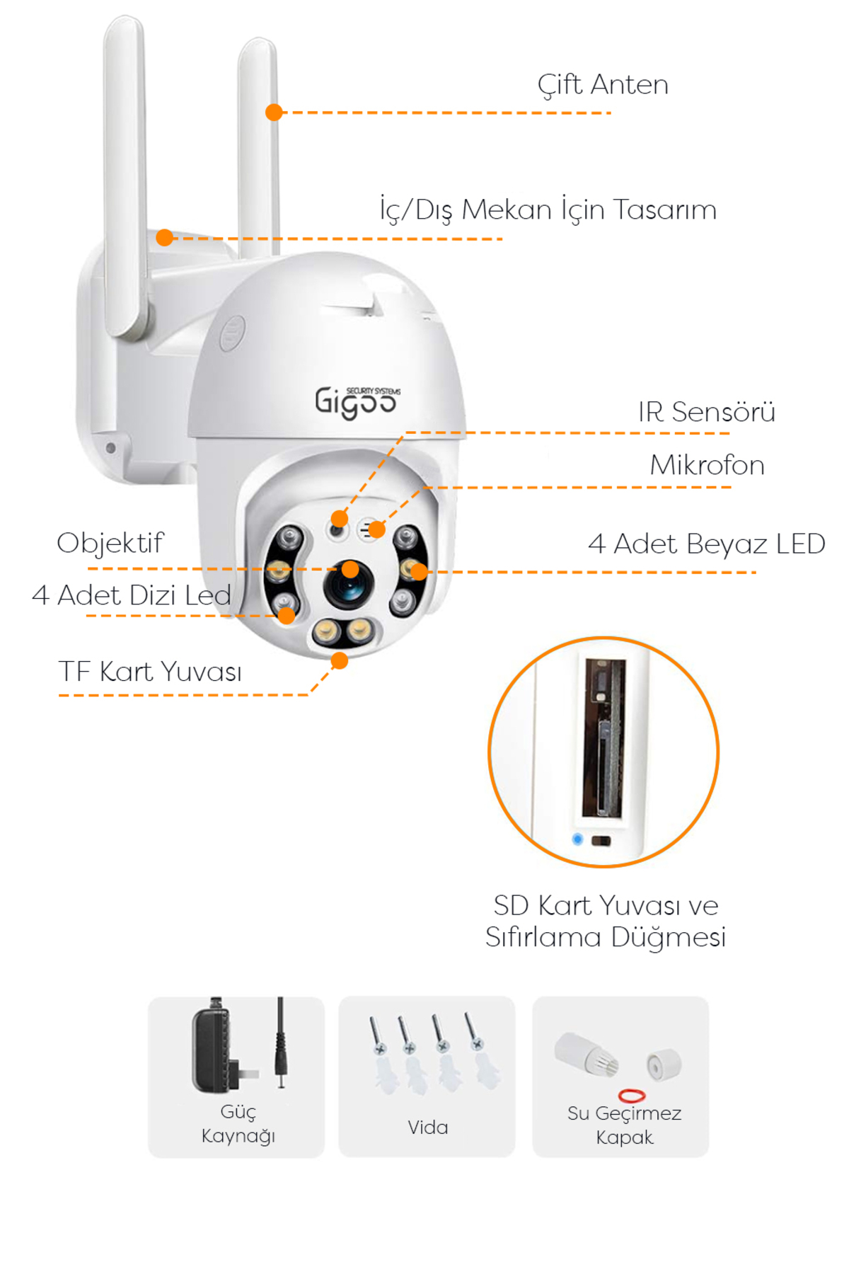 Gigoo Ptz Iç Ve Dış Mekan 360 Derece Çift Antenli 1080p Speed Dome Tipi Ip Güvenlik Kamerası fotoğrafı 3 (önizleme)
