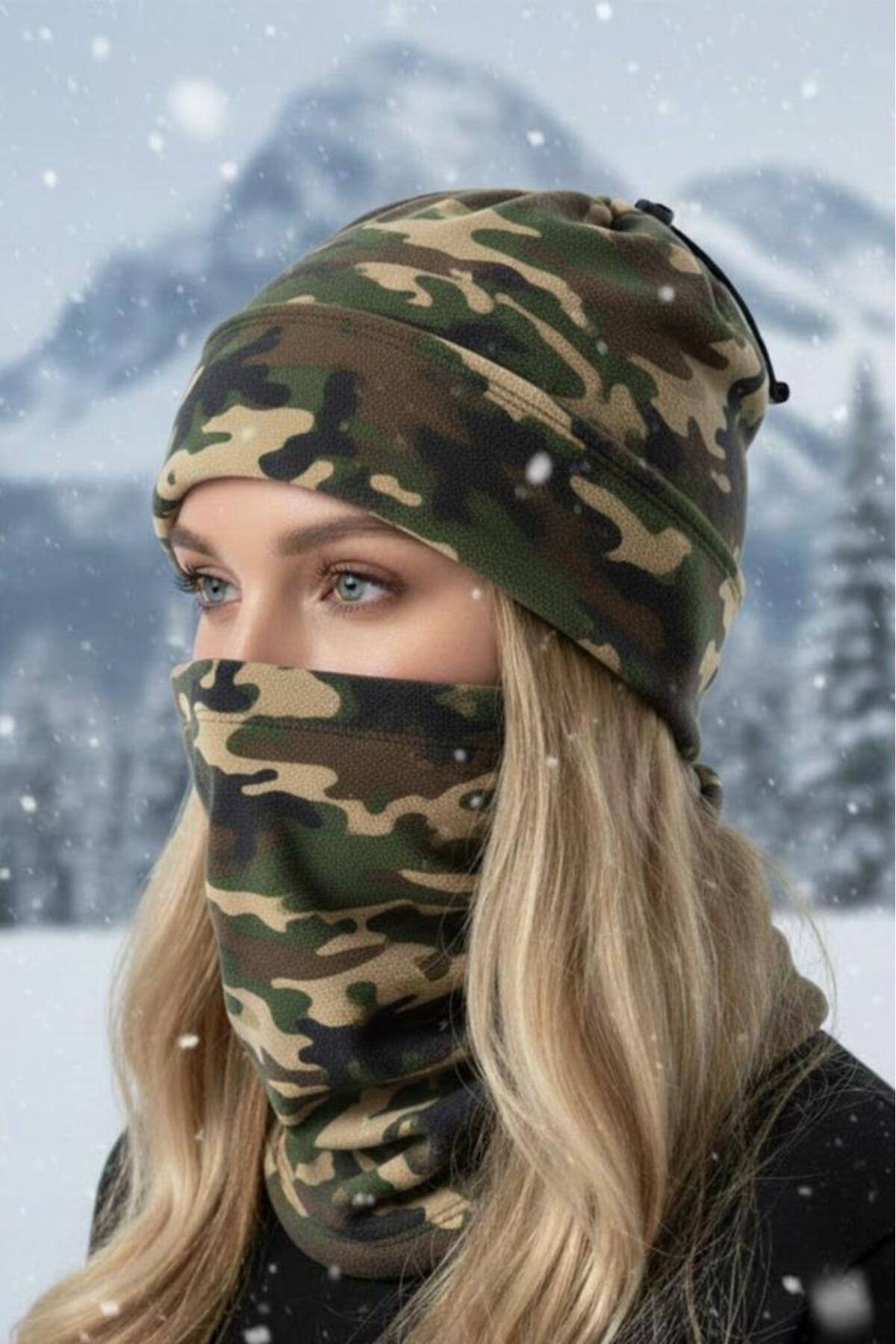 SINGLE SWORD 2 li set Unisex Kışlık Polar Boyunluk & Bere Olan Çok Amaçlı Soğuk Hava Koruması 0//Y.T