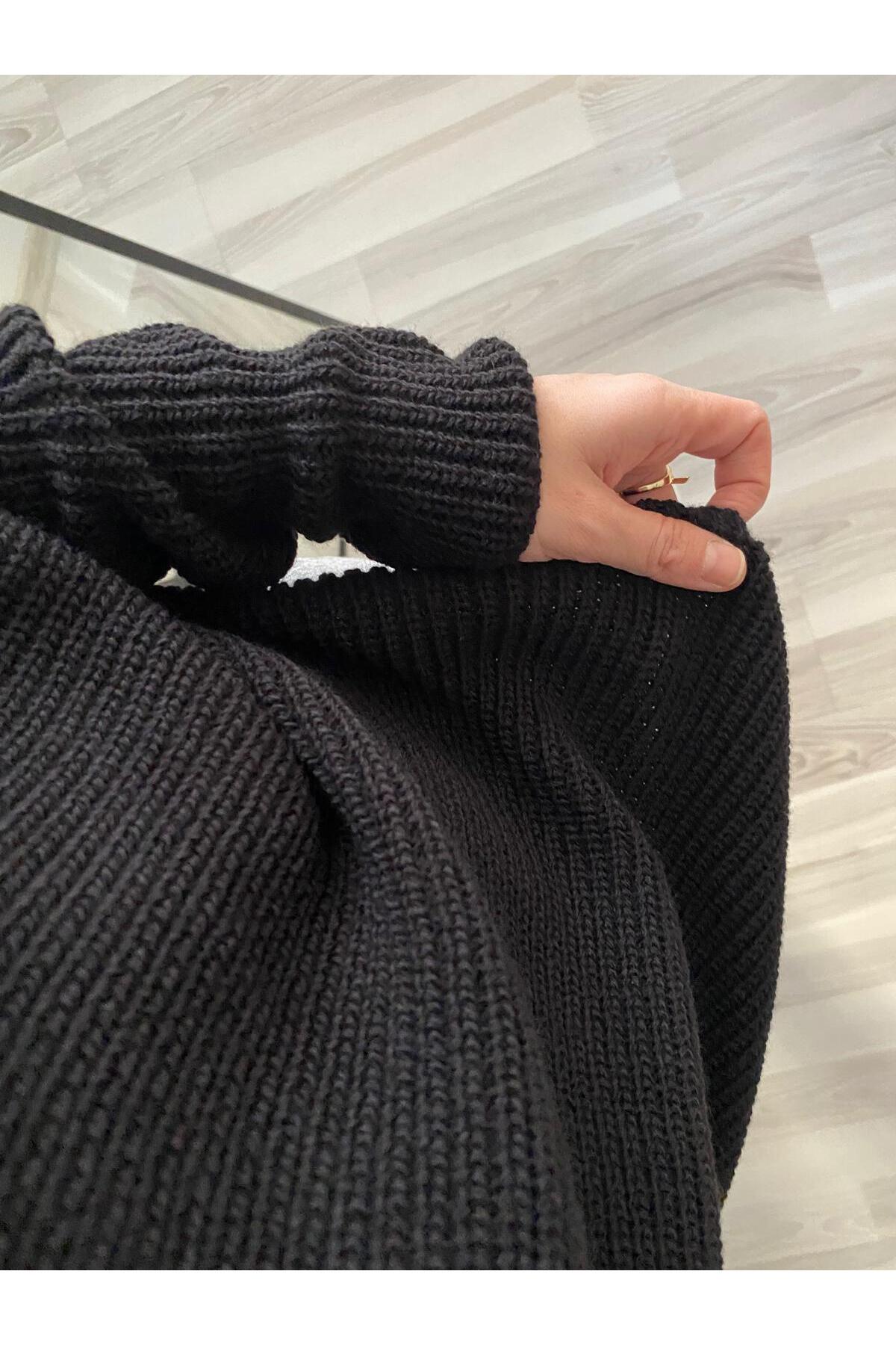 İNVİSUS  Asimetrik Kesim Kayık Yaka Yarasa Kol Triko Kazak - Görsel 4