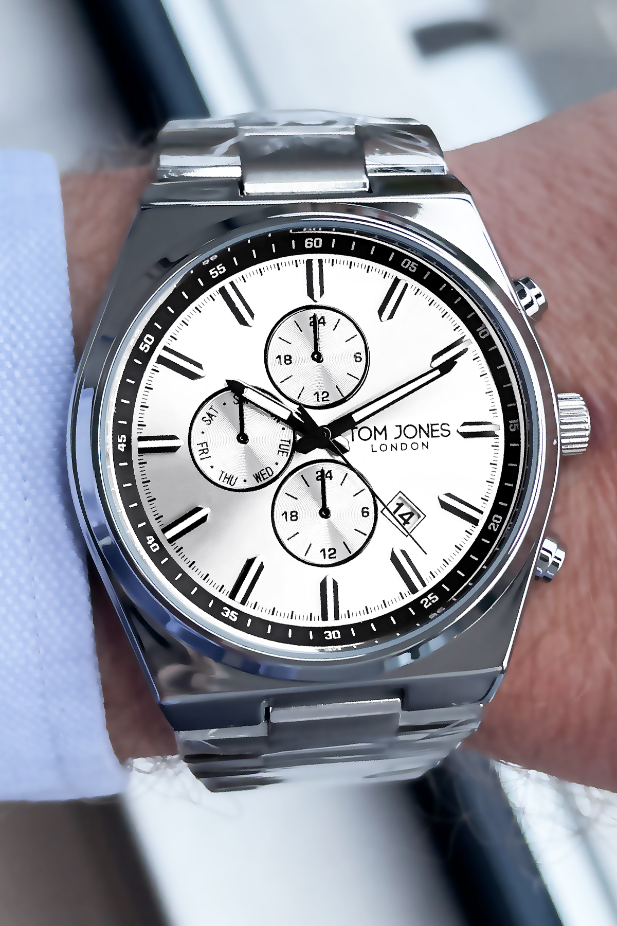 Men's Watches 3 Atm Waterproof Silver Steel Band + Natural Stone Elg548