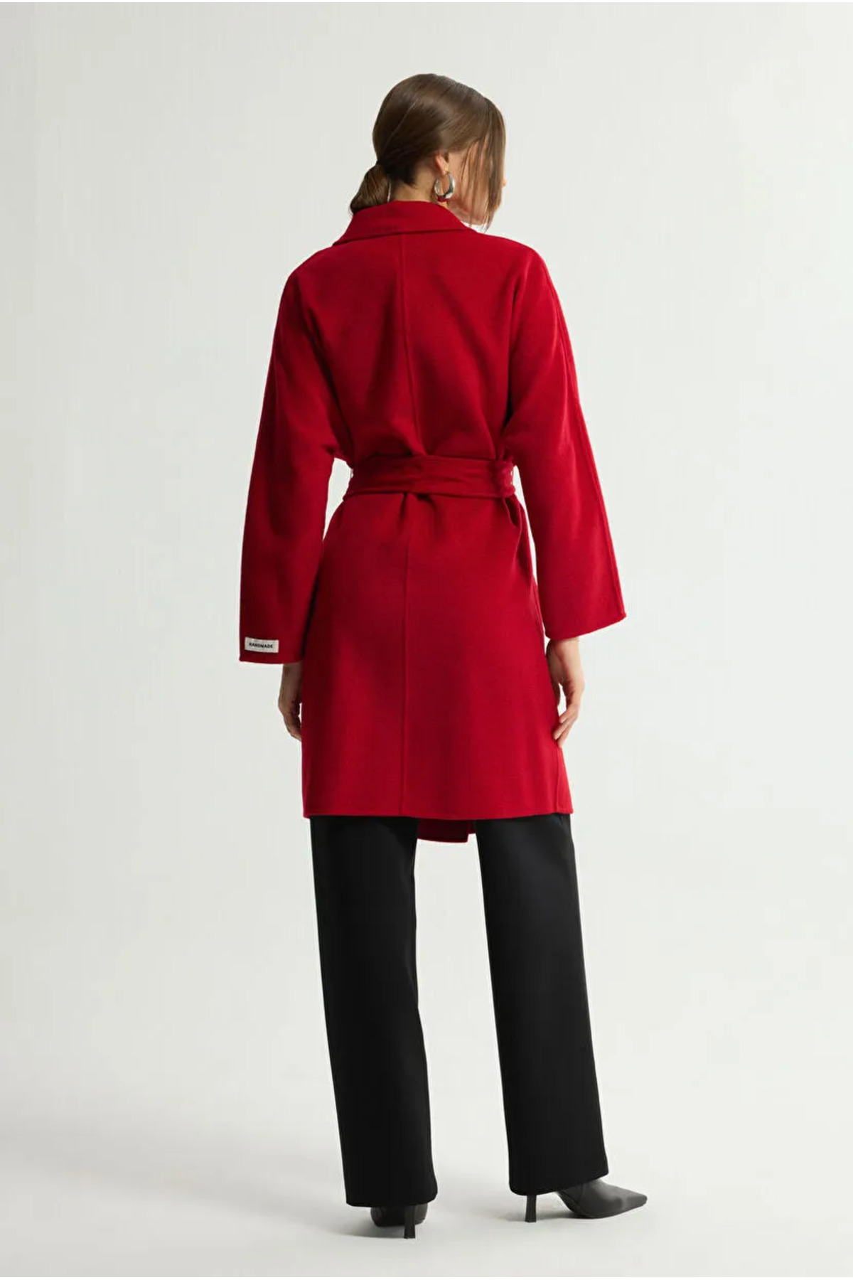 Love My Body  Kuşaklı Yün Karışımlı Kaban - Görsel 8