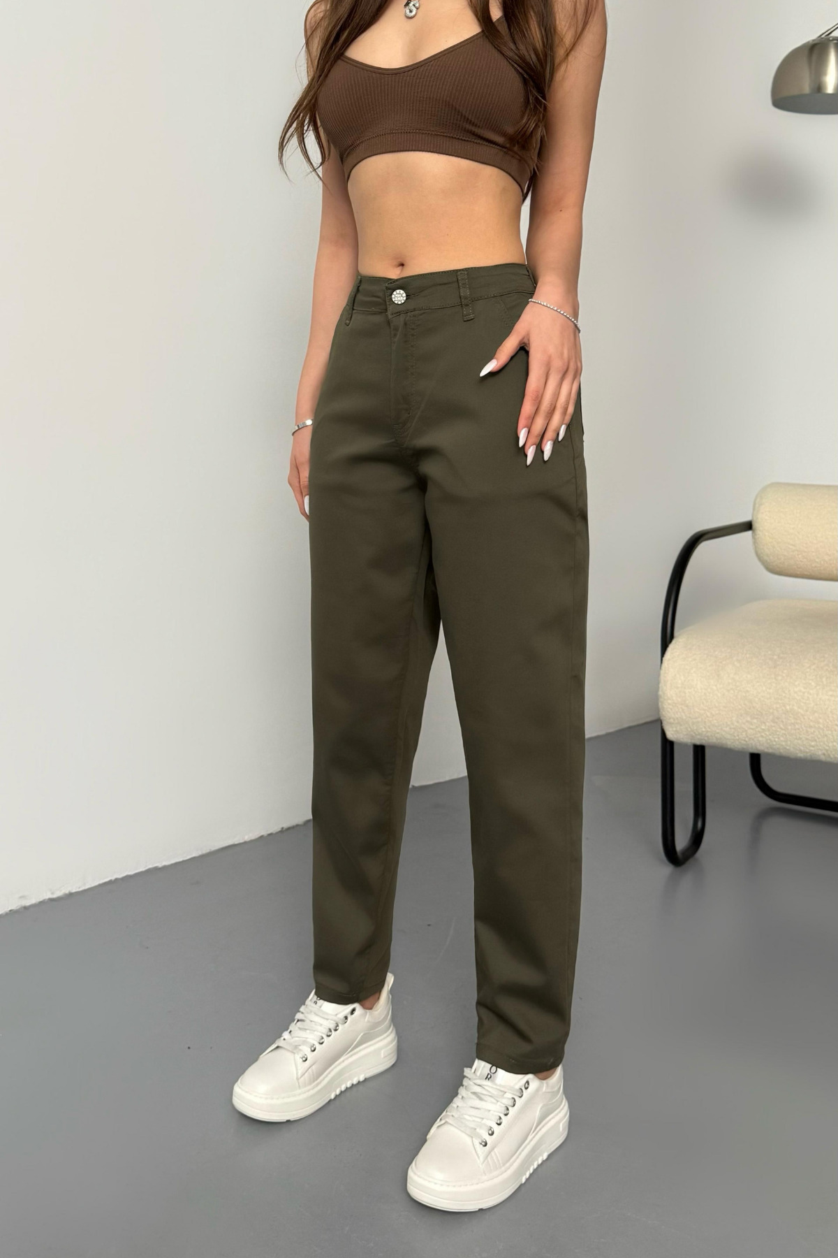 Women's High Waist Lycra/Stretch Mom Pants