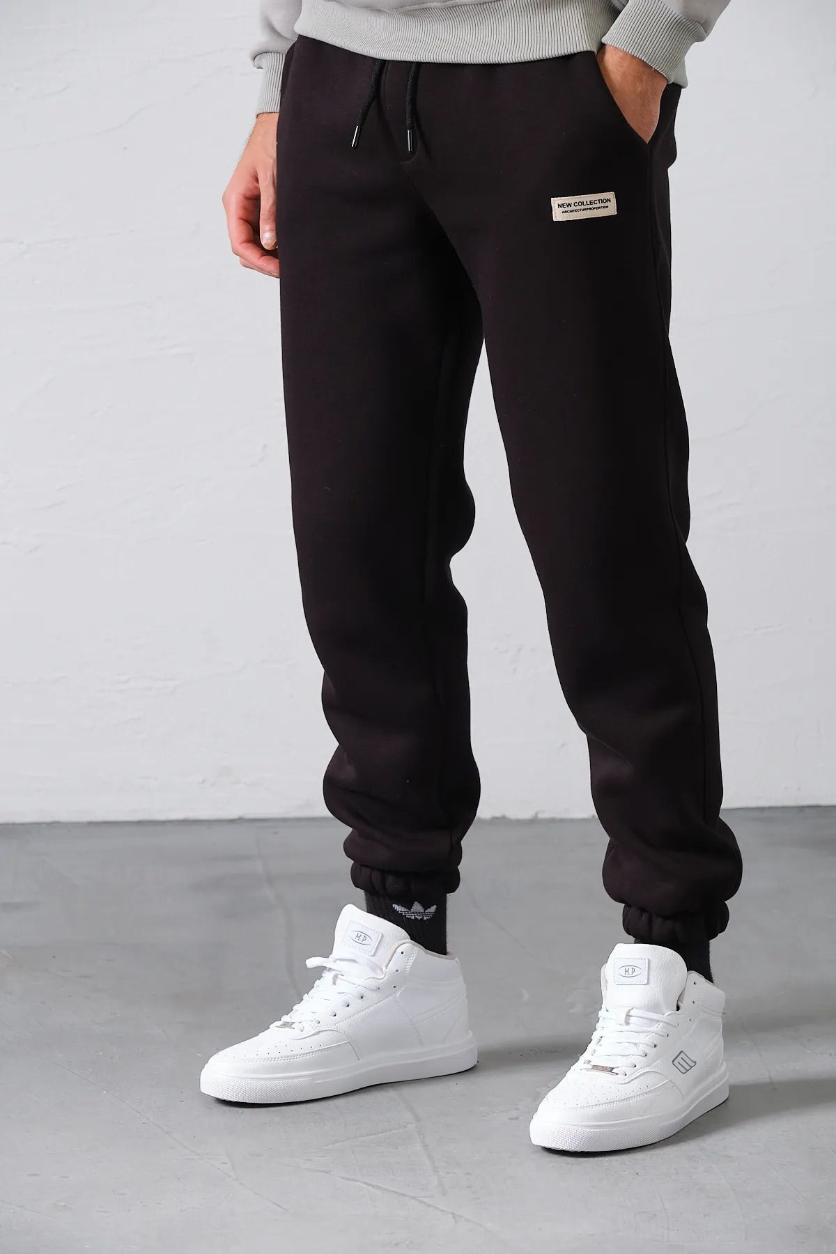 aziso  Siyah Erkek Eşofman Altı 3 Iplik Şardonlu Kumaş