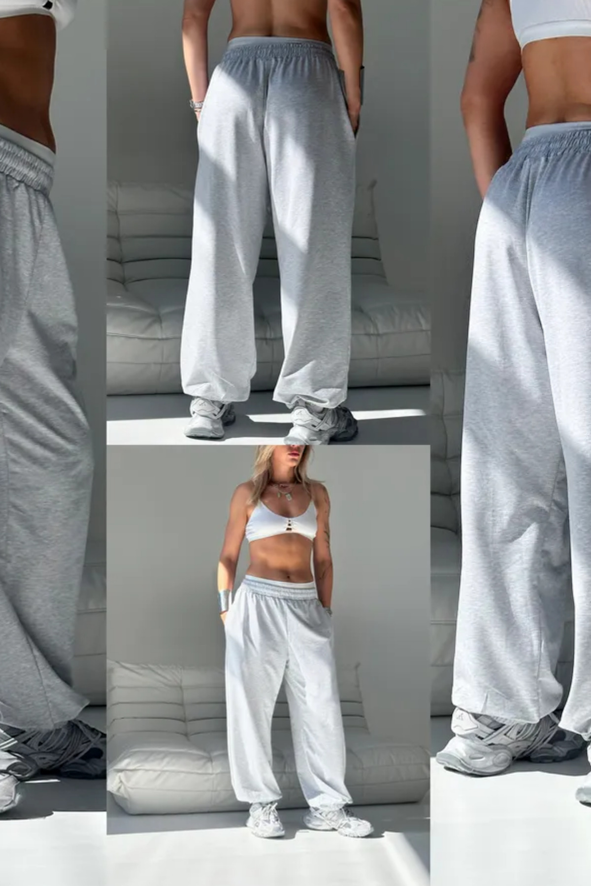 vladivosto Yazlık Baggy Büyük Beden Ekstra Bol Paçası Lastikli İç Göstermeyen Kumaş Pamuklu Oversize Eşofman görsel 7