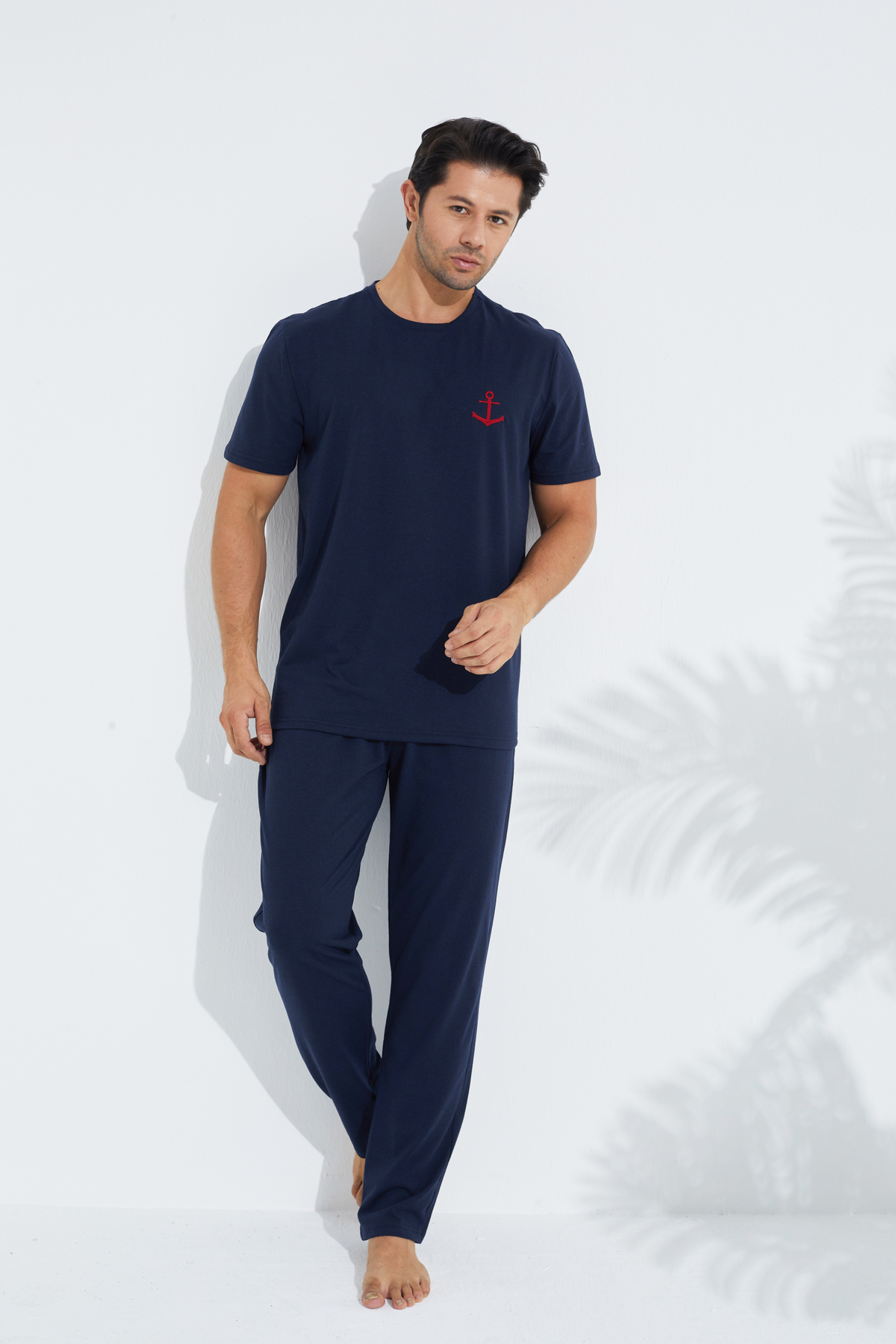 Siyah İnci  lacivert Kısa Kollu Örme Erkek Pijama Takım 7794 - Görsel 2