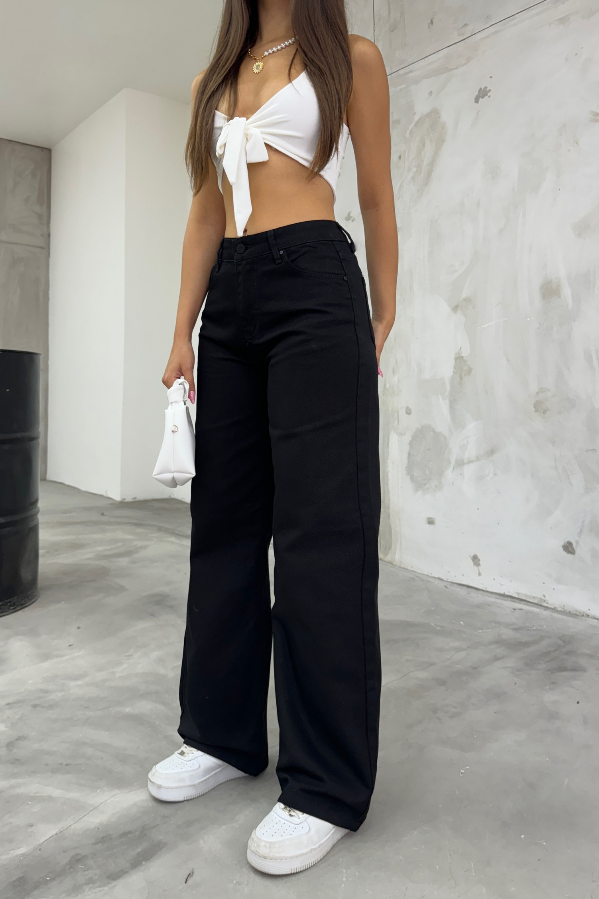 BİKELİFE  Kadın Siyah Yüksek Bel Palazzo Jean - Görsel 7