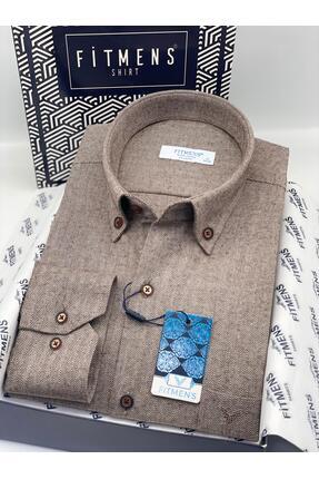 Fitmens Klasik Uzun Kol Kışlık %100 Cotton Balıksırtı Yaka Düğmeli Hediye Kut...