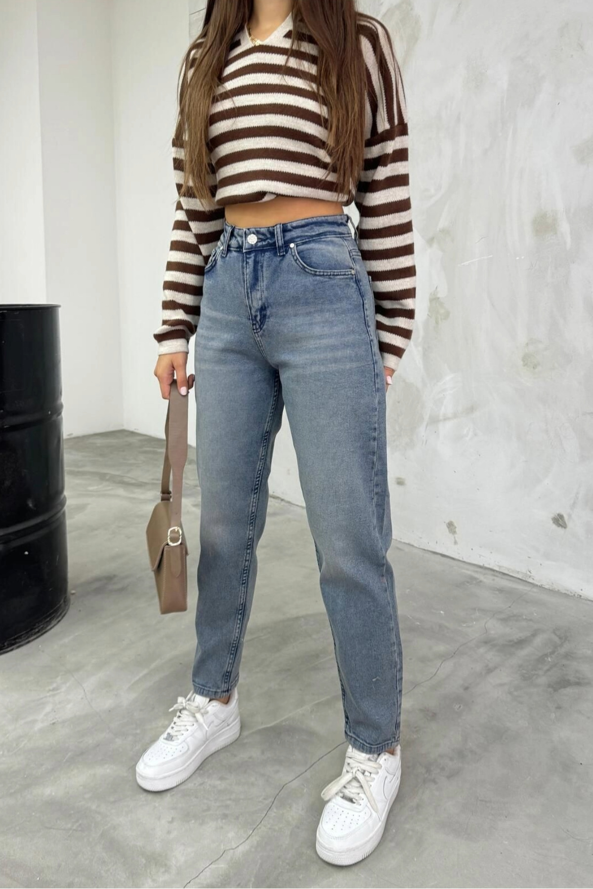 BİKELİFE  Kadın Esnek/LikralıYüksek Bel Mom Jeans - Görsel 4