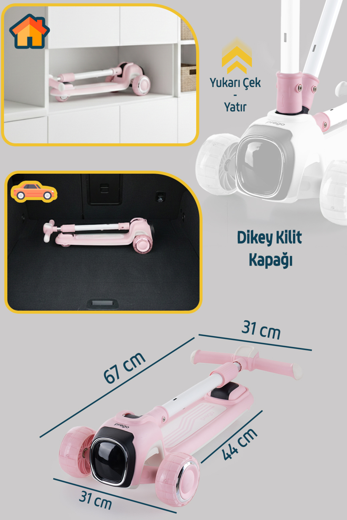 Prego Flow Müzikli Işıklı Oturaklı Çocuk Scooter Katlanabilir - Yükseklik Ayarlı fotoğrafı 6 (önizleme)