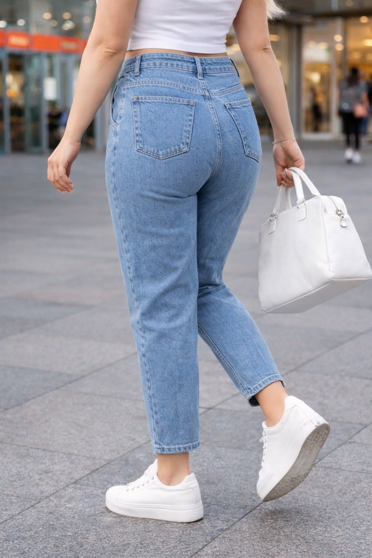 CEDY DENIM  Mom Fit Jean Büyük Beden Yüksek Bel Carrot Kesim Dar Paça Pileli Esnek Kot Pantolon C600-kar-yıkama - Görsel 4