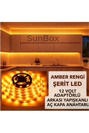 Sunbox Mutfak dolabı tezgah üstü Tam set Adaptörlü Butonlu 5 metre Amber